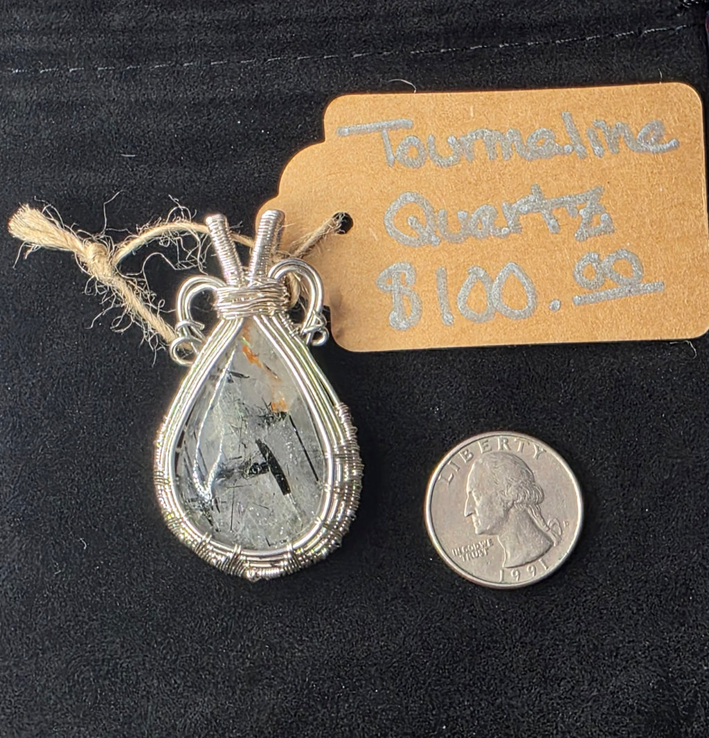 Tourmalinated Quartz Teardrop Pendant