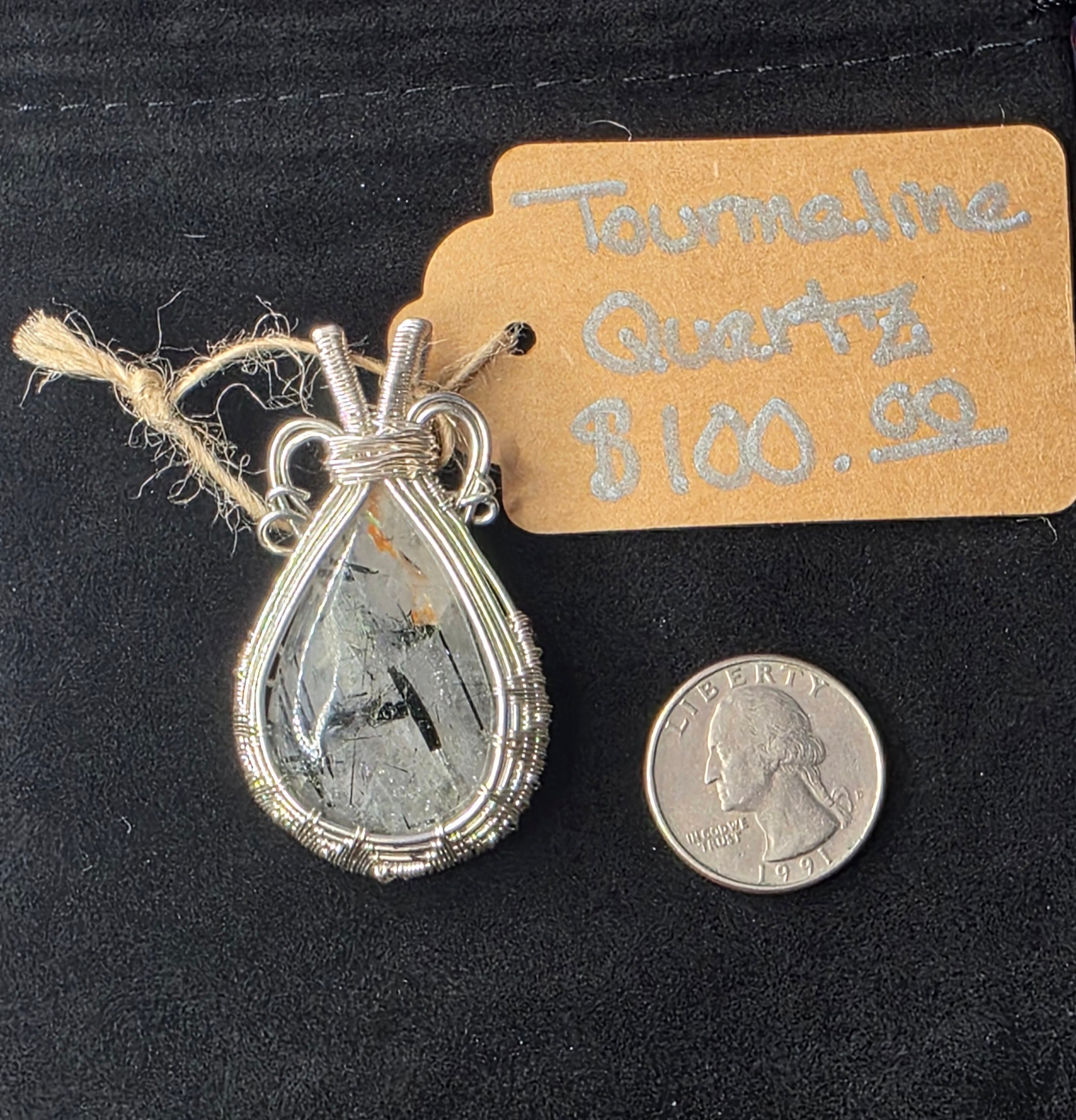 Tourmalinated Quartz Teardrop Pendant
