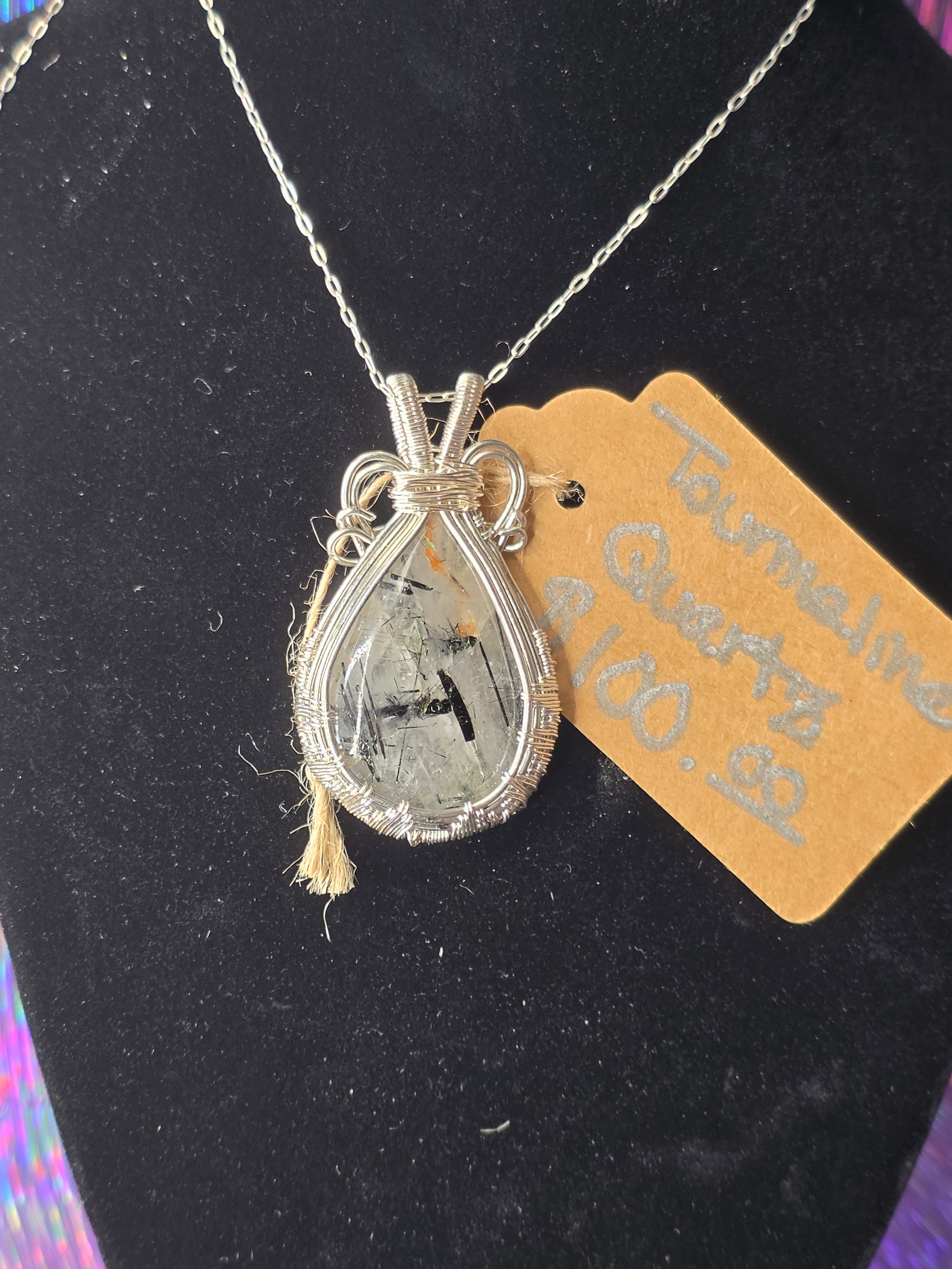 Tourmalinated Quartz Teardrop Pendant