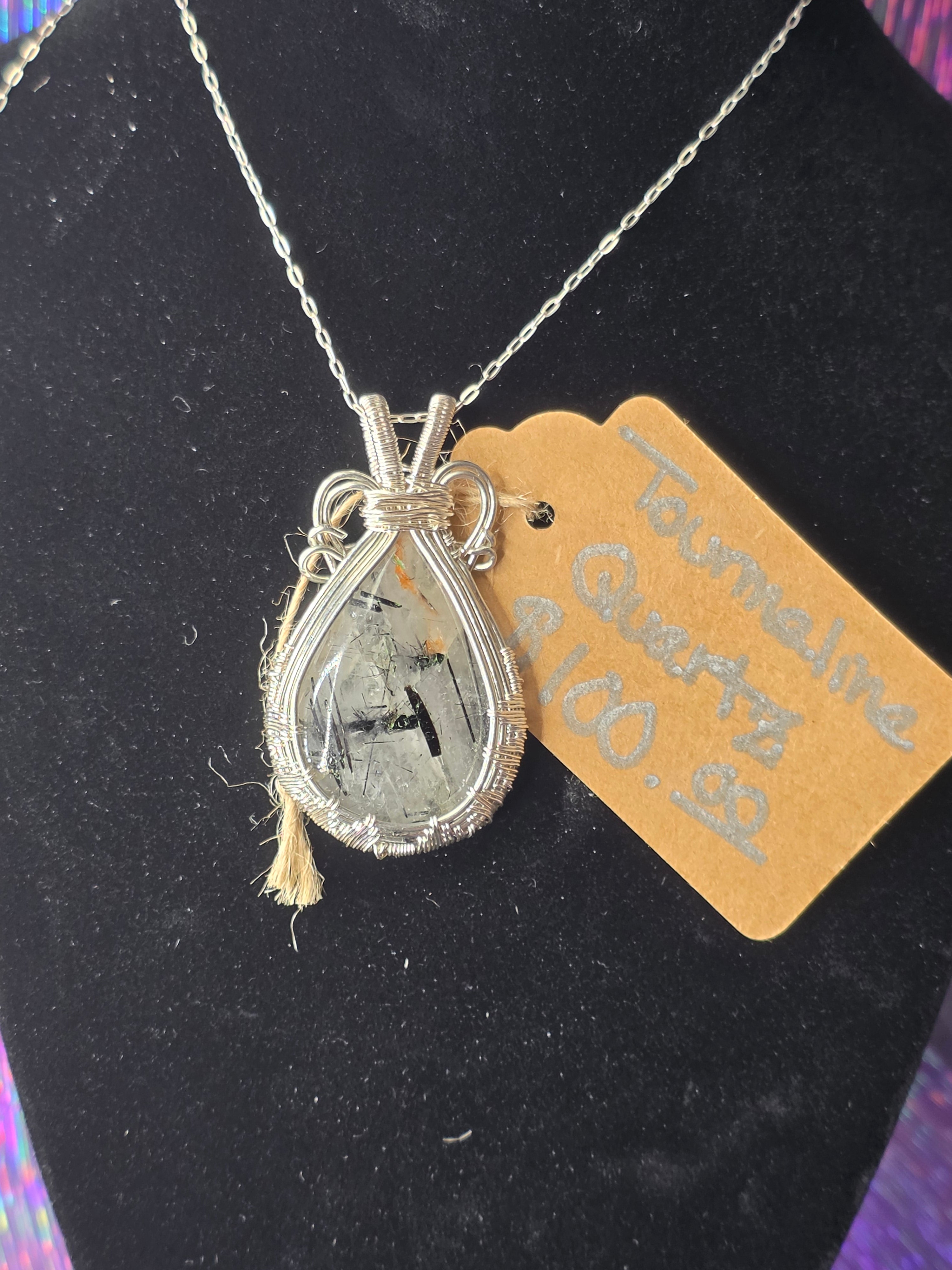 Tourmalinated Quartz Teardrop Pendant