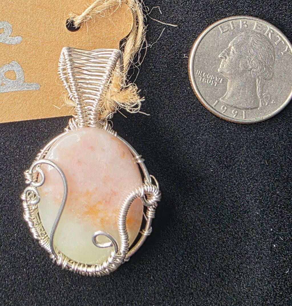 Lime and Peach Calcite Pendant