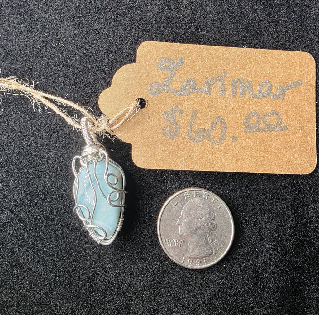 Larimar Upiside Down Teardrop Pendant
