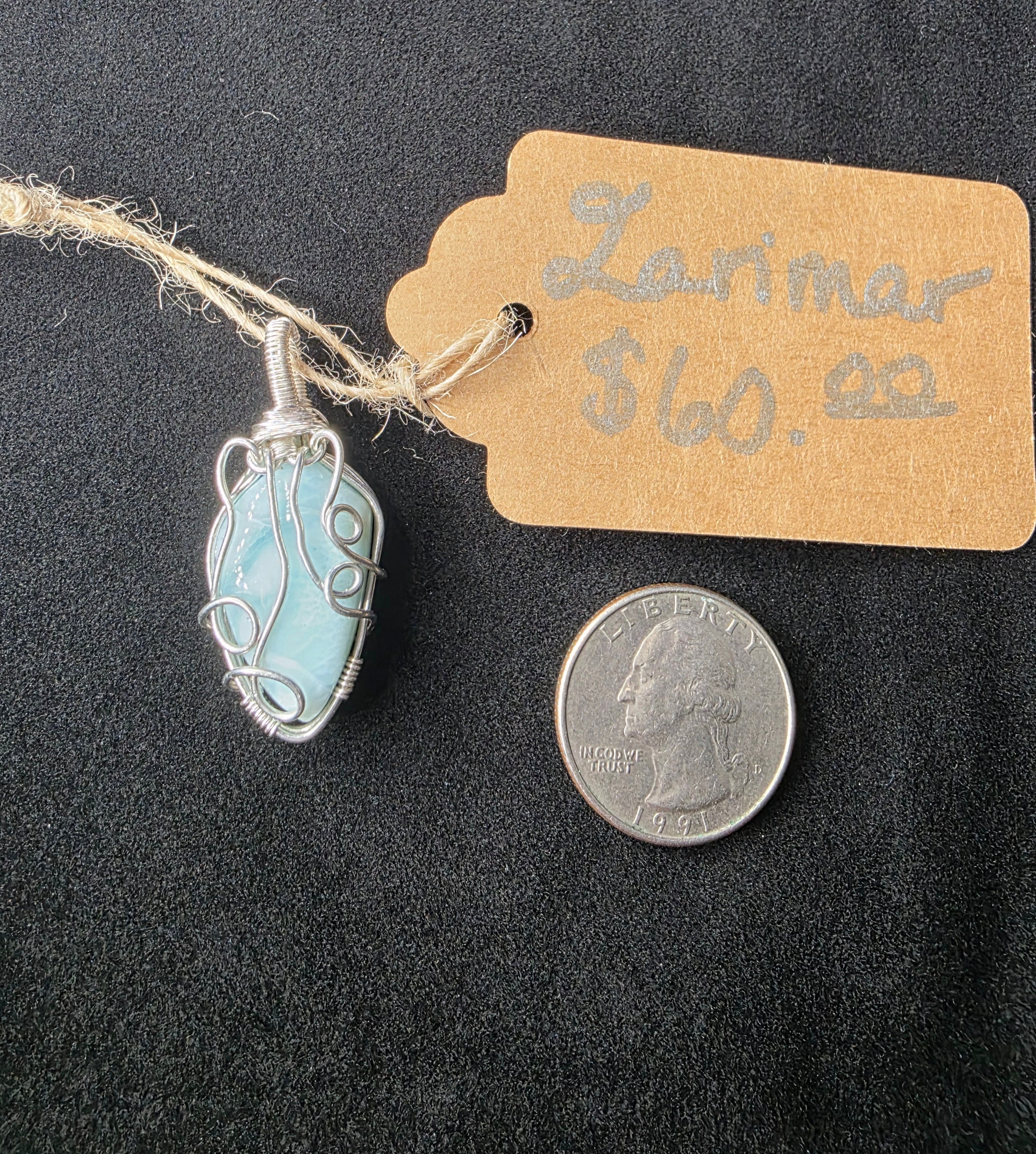 Larimar Upiside Down Teardrop Pendant