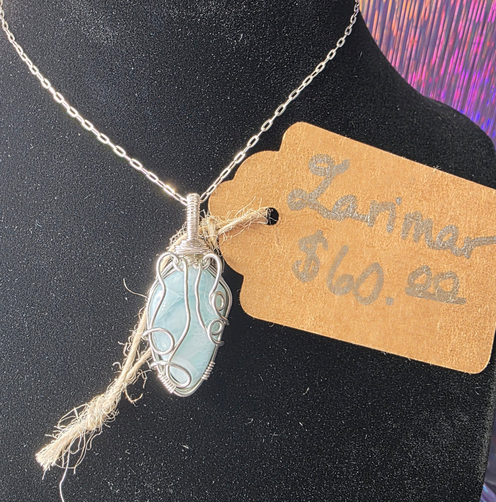 Larimar Upiside Down Teardrop Pendant
