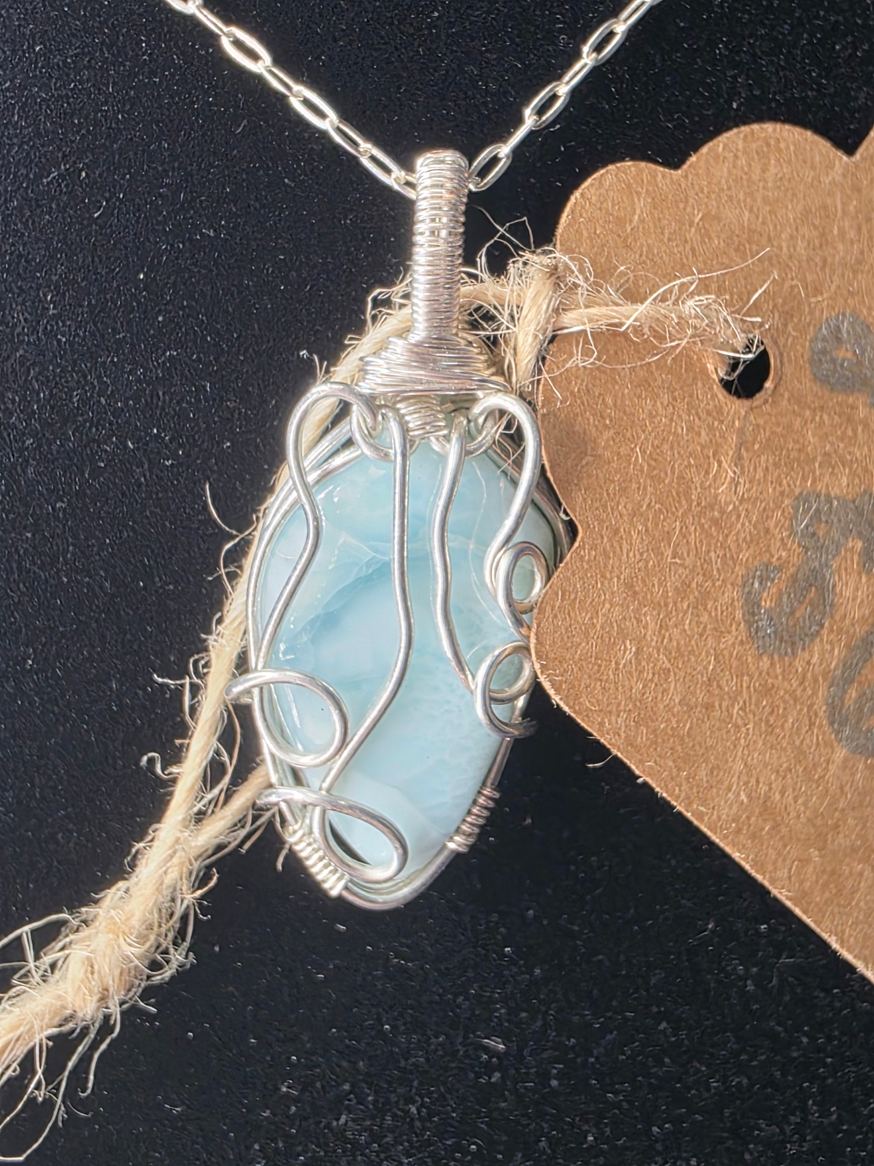 Larimar Upiside Down Teardrop Pendant