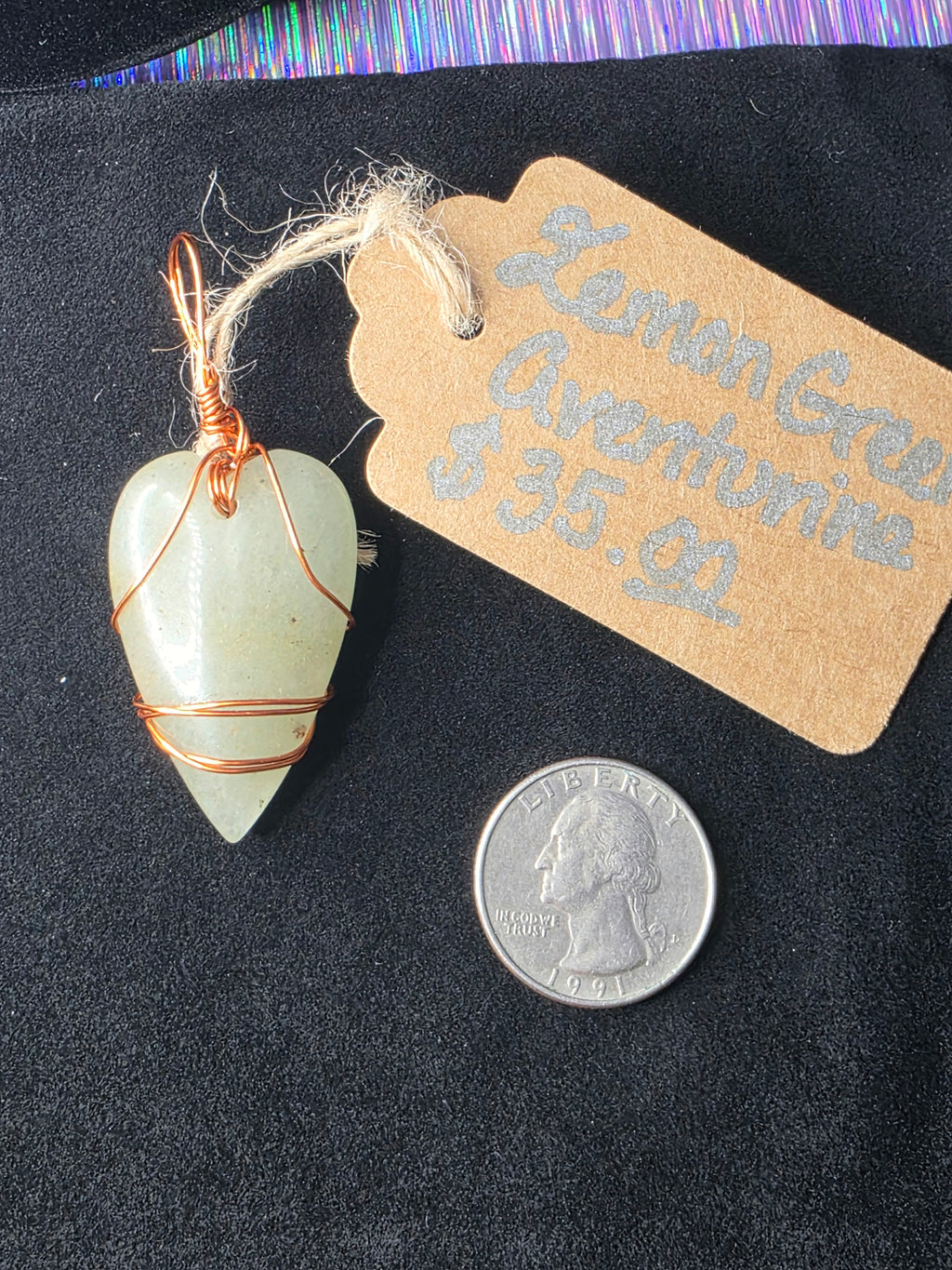 Lemon Green Aventurine Heart Pendant
