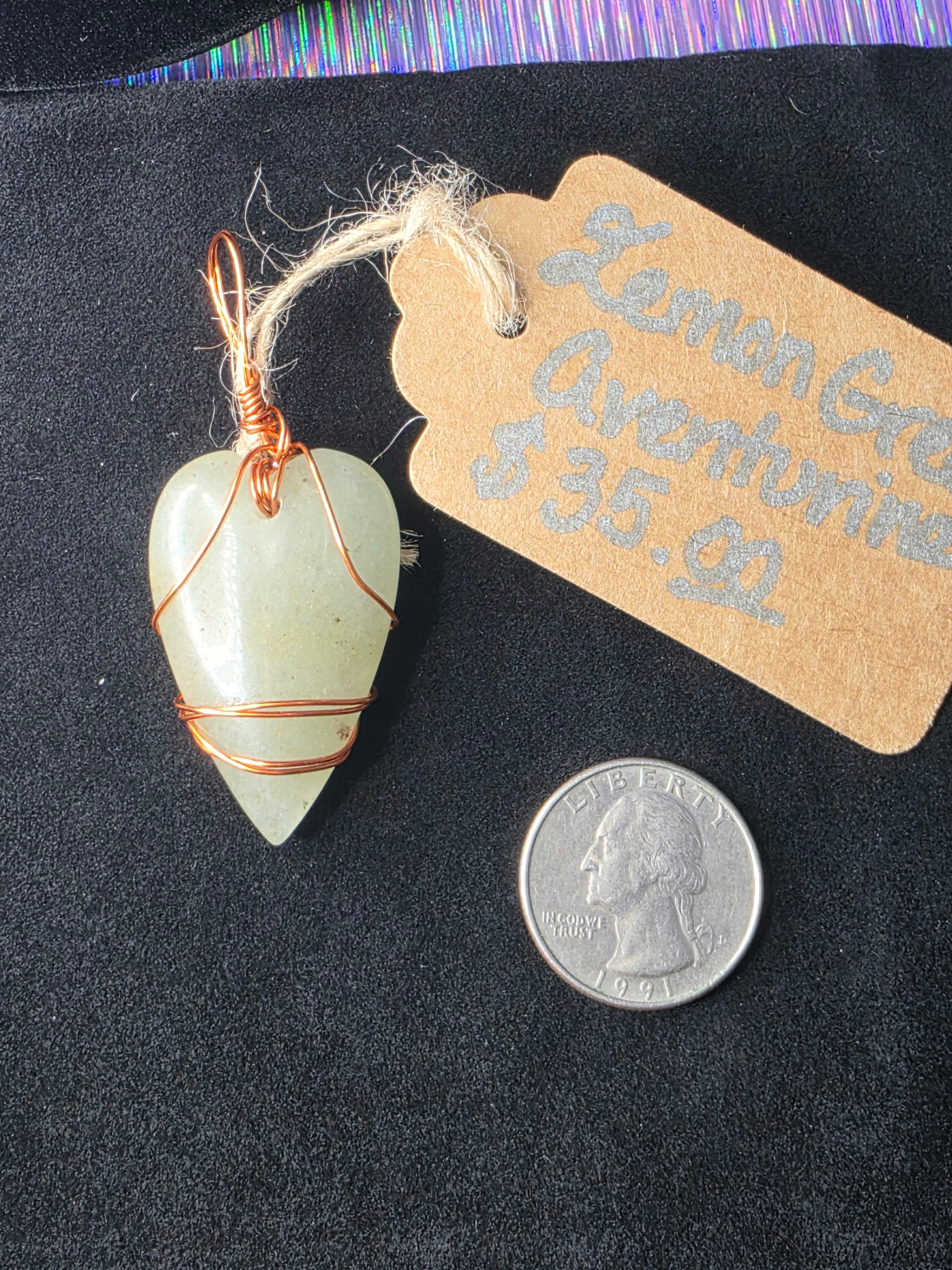 Lemon Green Aventurine Heart Pendant