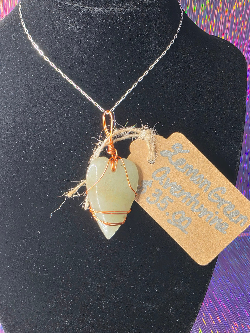Lemon Green Aventurine Heart Pendant