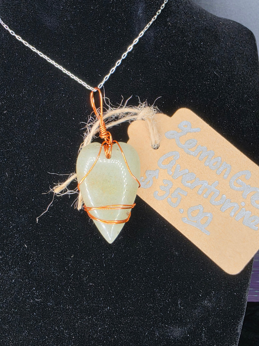 Lemon Green Aventurine Heart Pendant