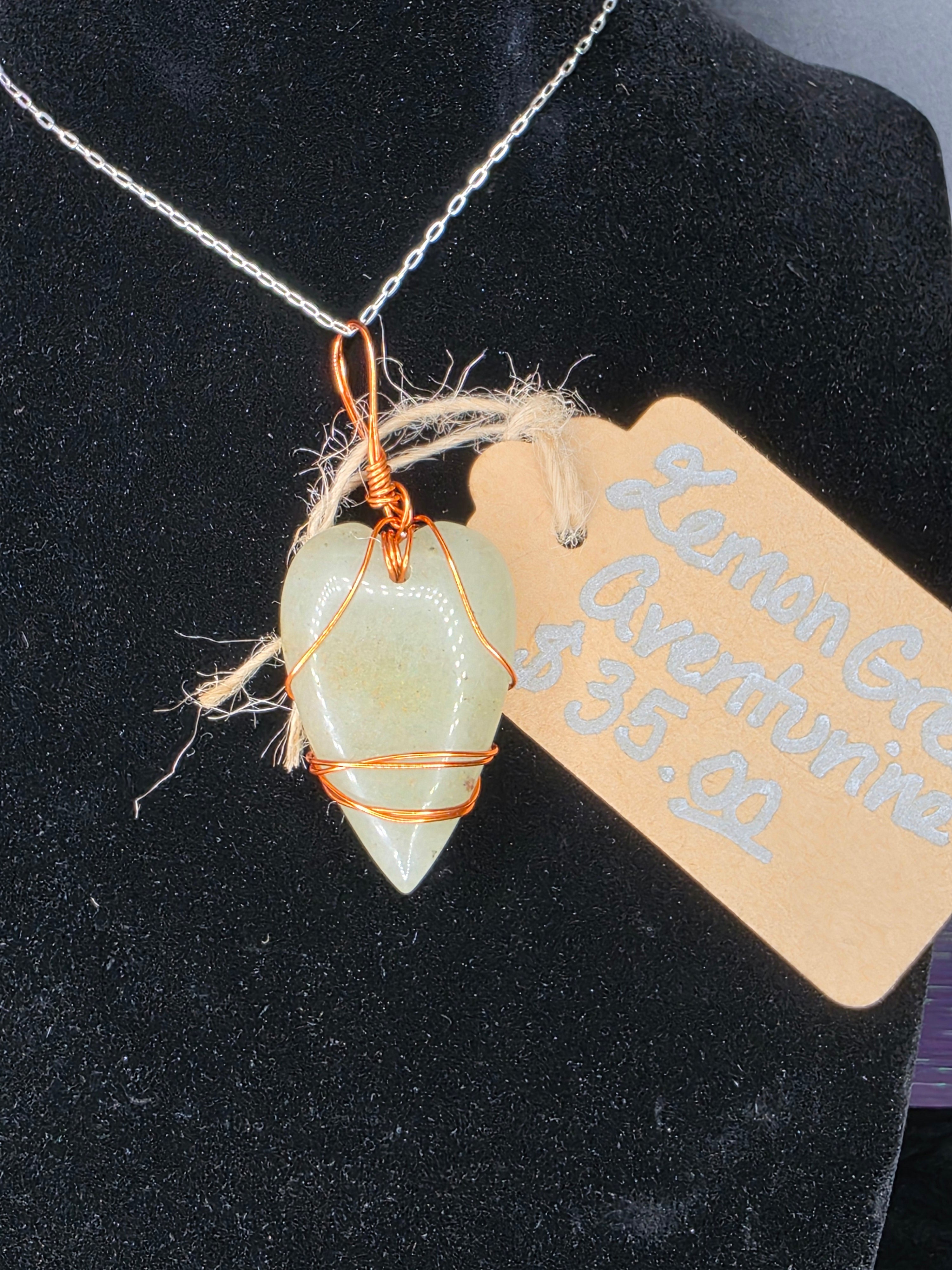 Lemon Green Aventurine Heart Pendant