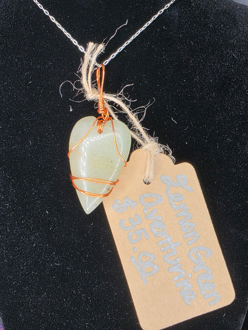 Lemon Green Aventurine Heart Pendant