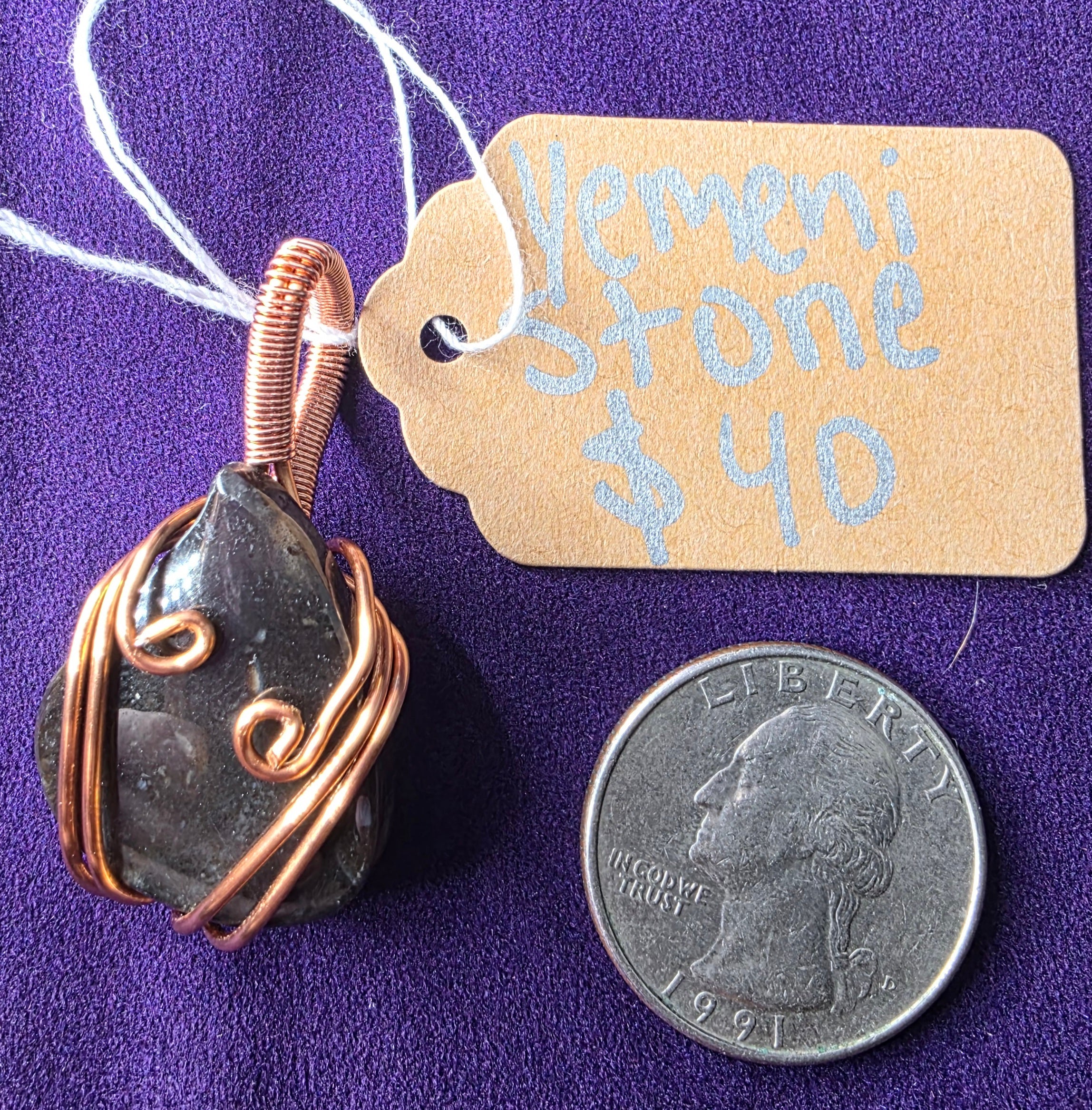 Yemeni Stone Teardrop Pendant