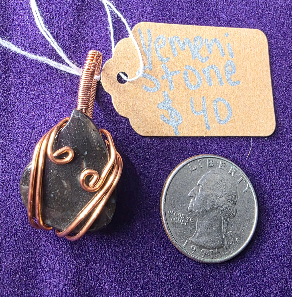 Yemeni Stone Teardrop Pendant