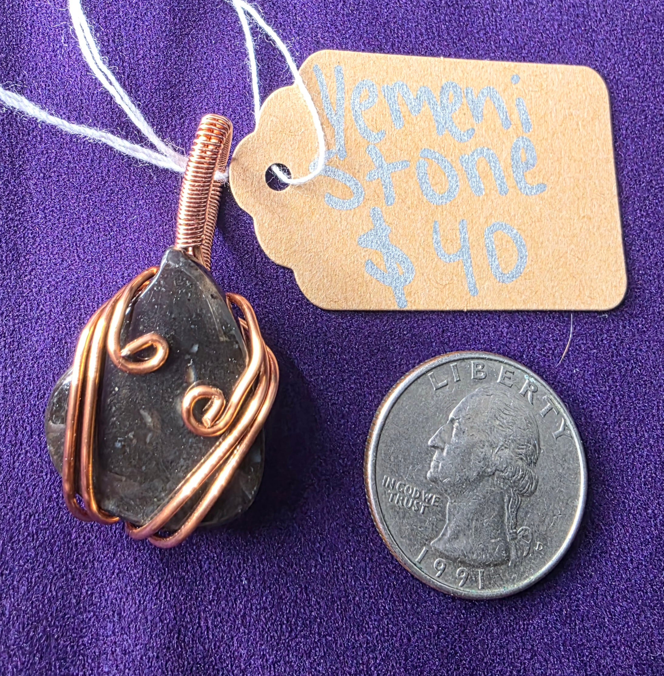 Yemeni Stone Teardrop Pendant