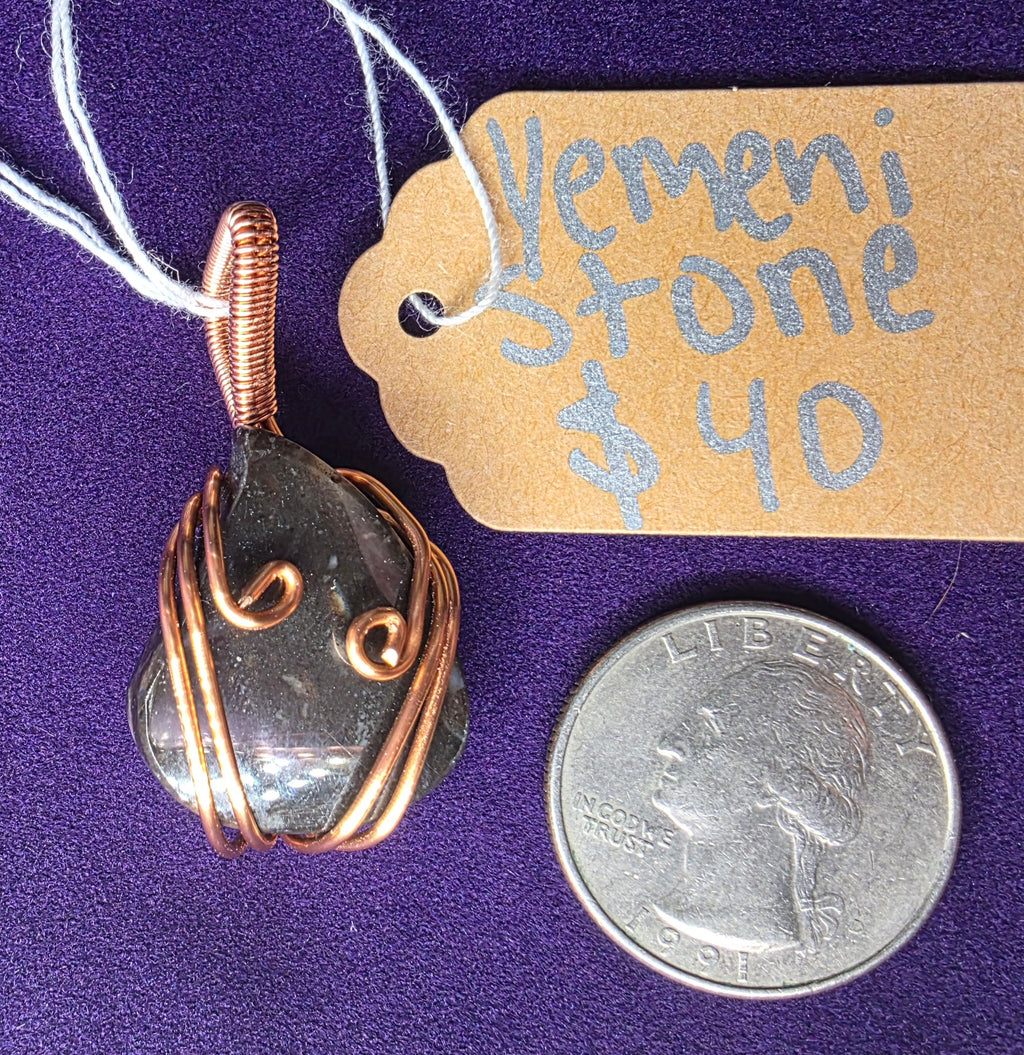 Yemeni Stone Teardrop Pendant