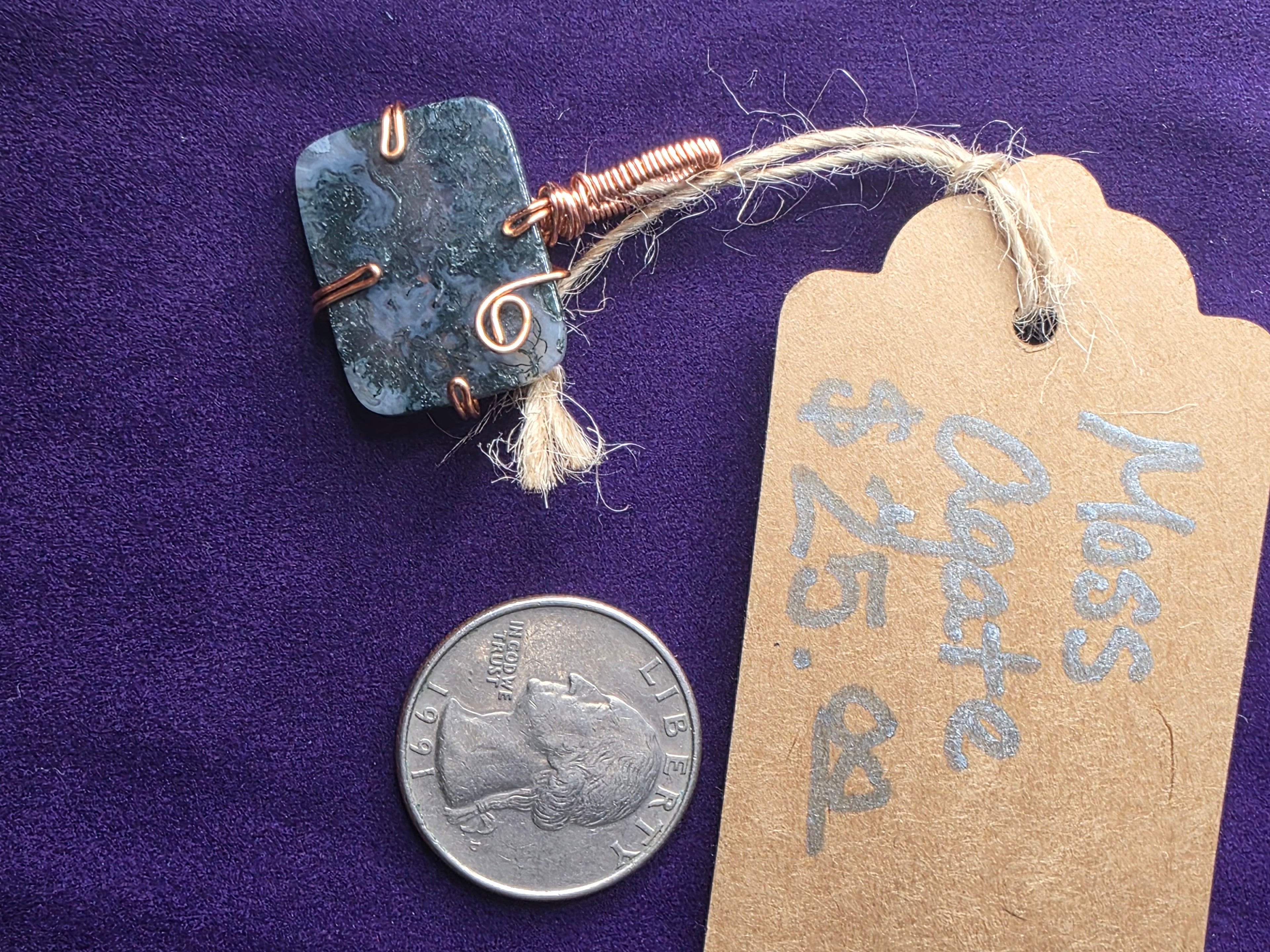 Moss Agate Square Pendant