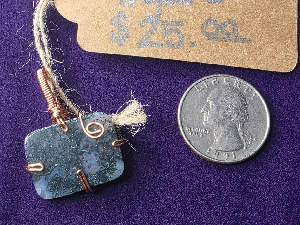 Moss Agate Square Pendant