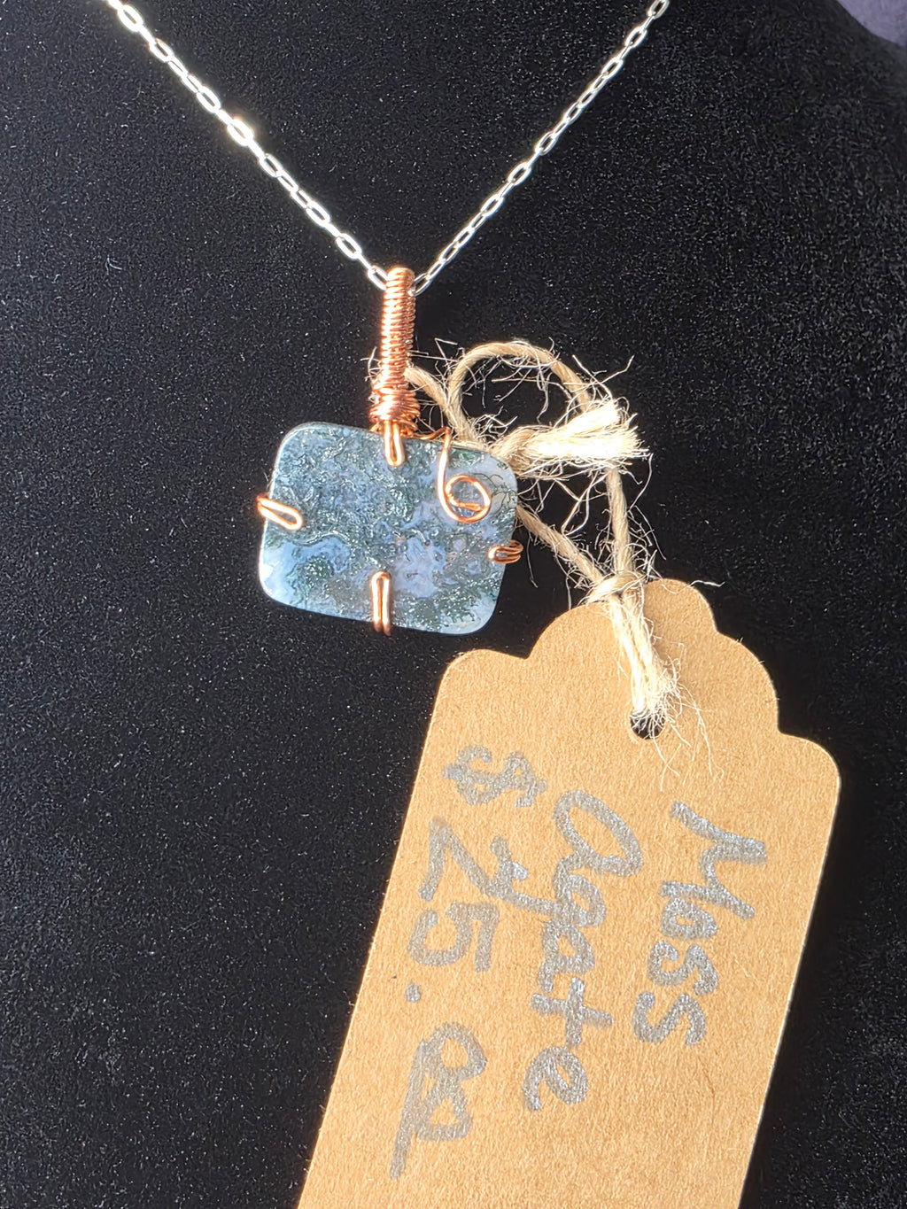 Moss Agate Square Pendant