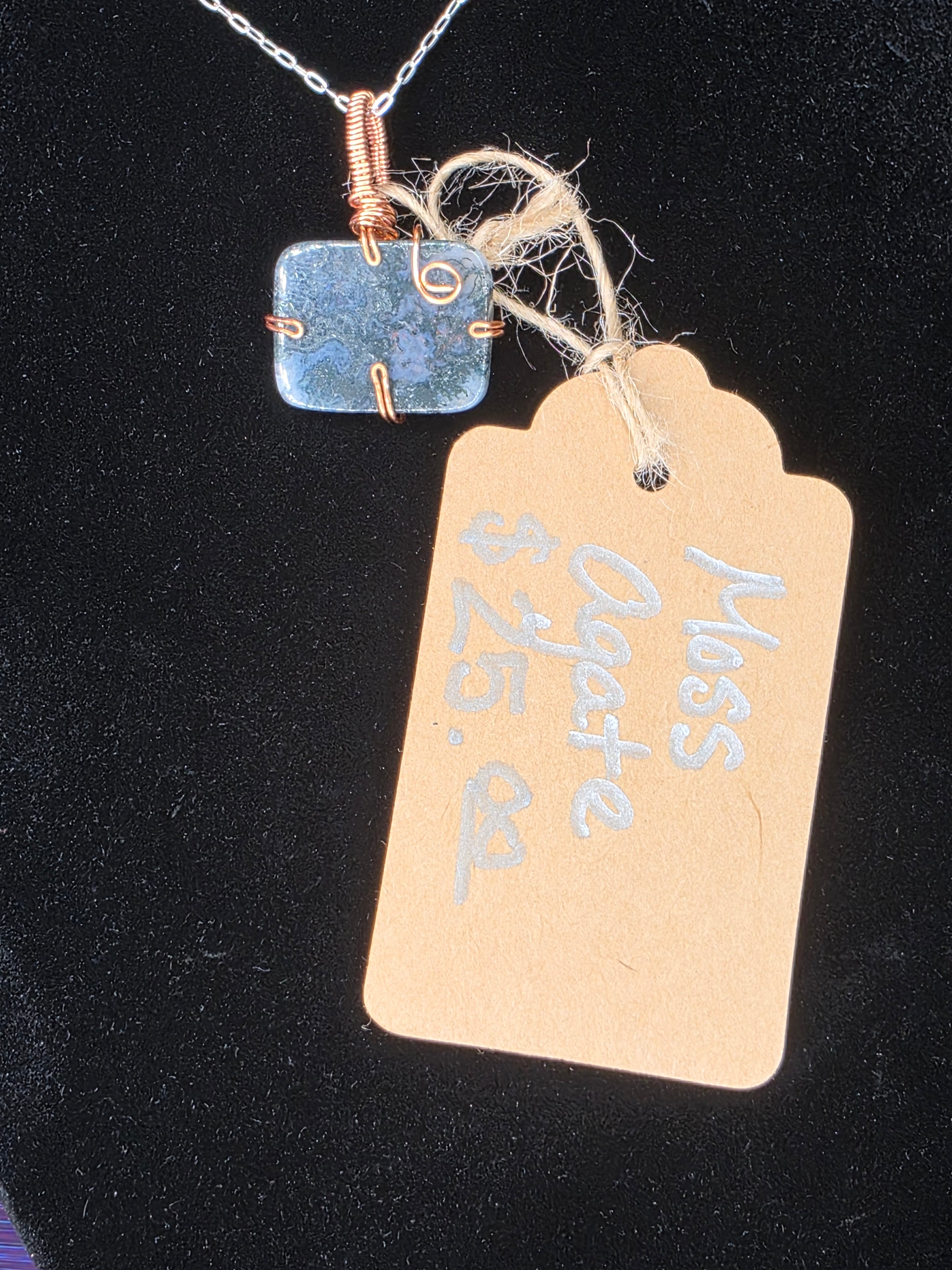 Moss Agate Square Pendant