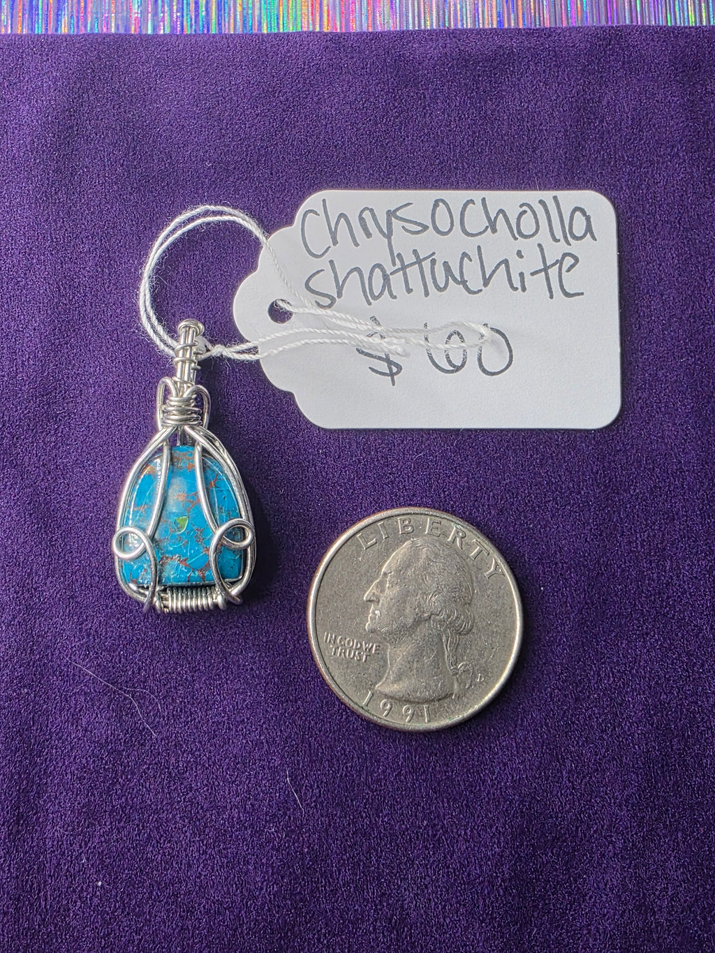 Chrysocolla Shattuckite Teardrop Pendant