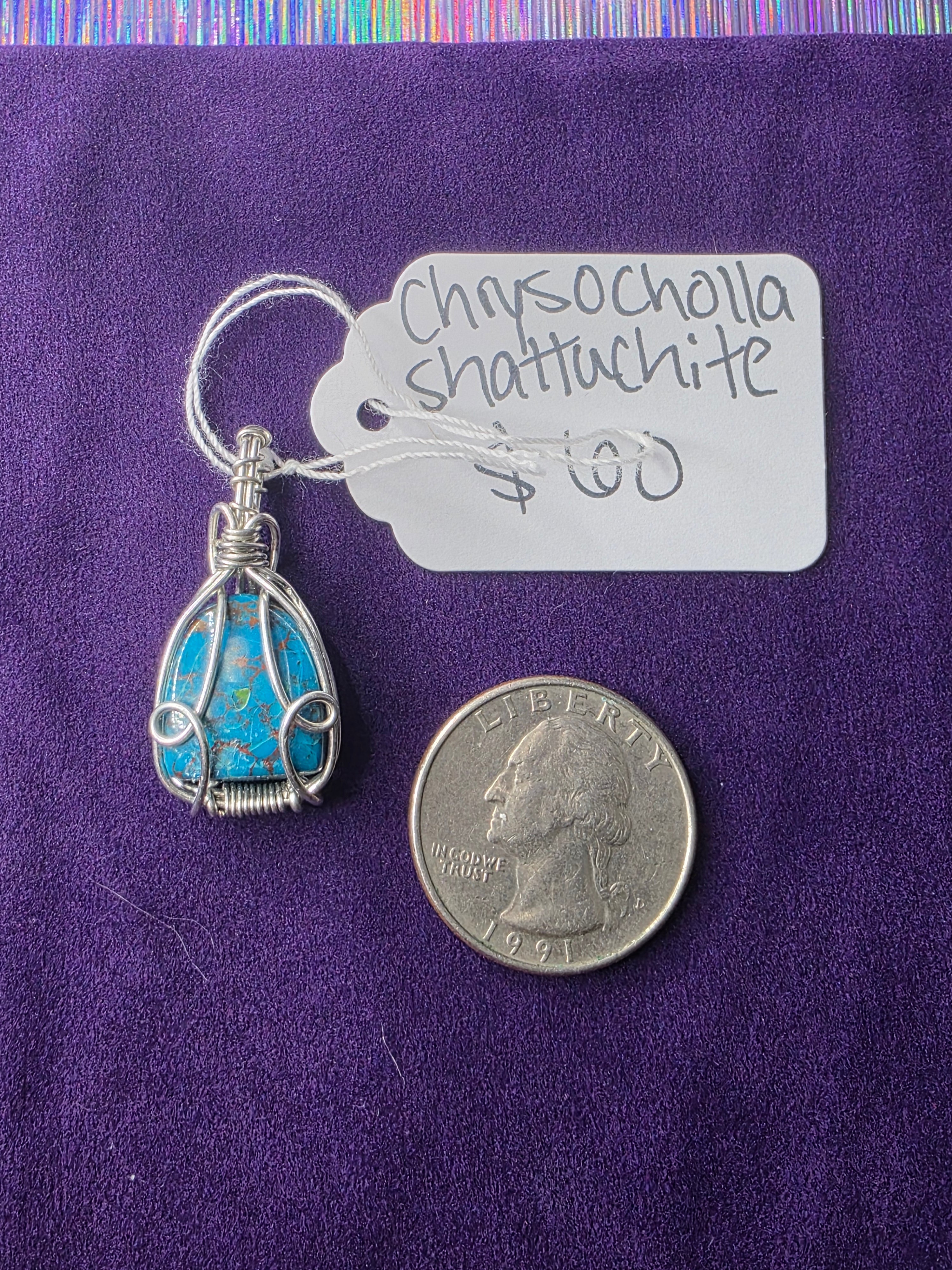 Chrysocolla Shattuckite Teardrop Pendant