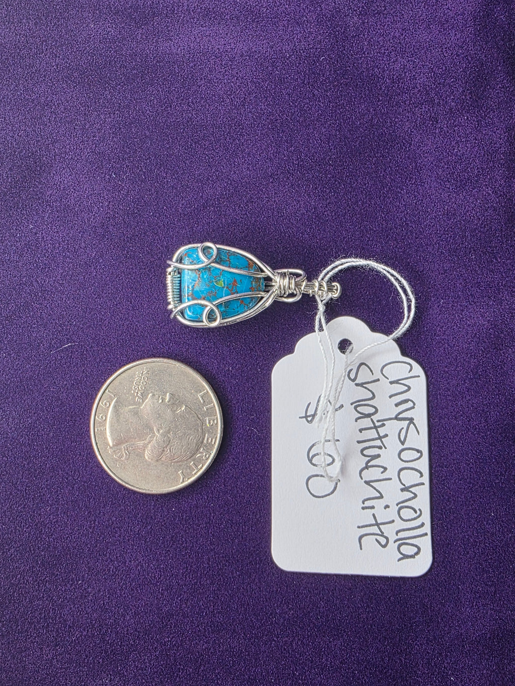 Chrysocolla Shattuckite Teardrop Pendant