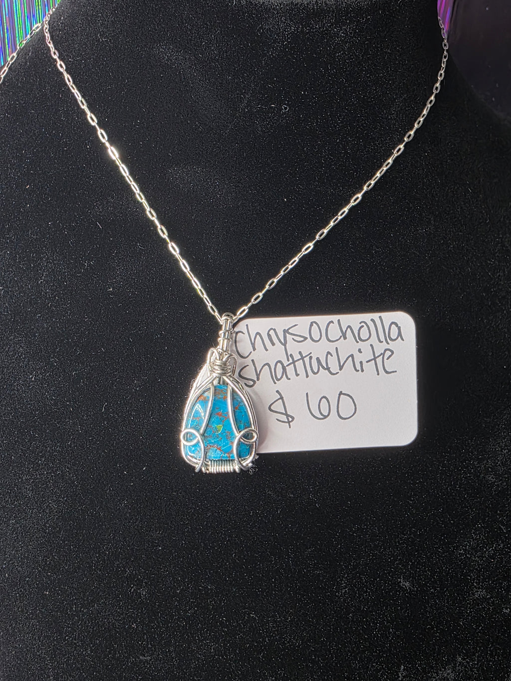 Chrysocolla Shattuckite Teardrop Pendant