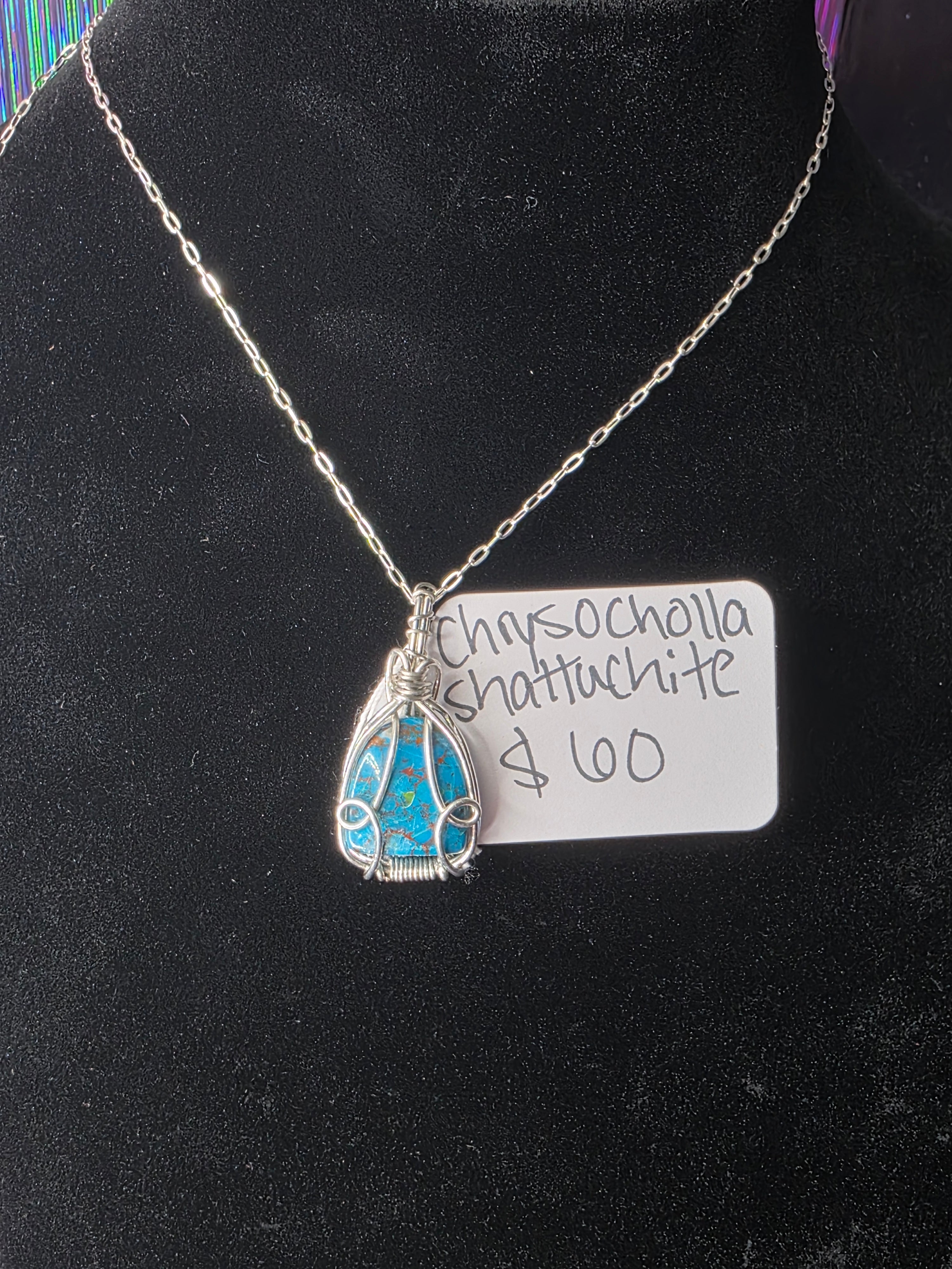 Chrysocolla Shattuckite Teardrop Pendant
