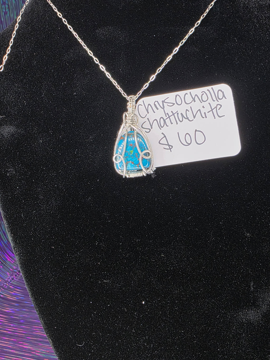 Chrysocolla Shattuckite Teardrop Pendant