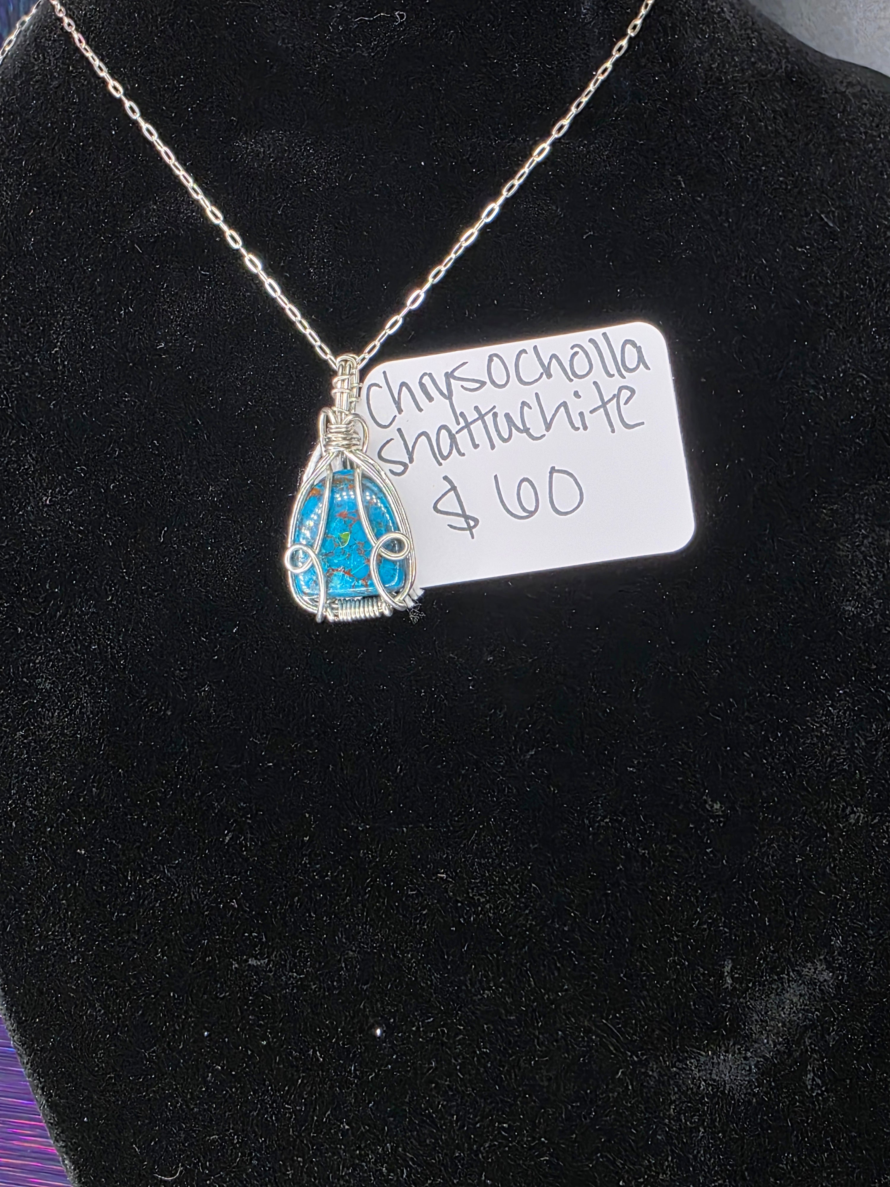 Chrysocolla Shattuckite Teardrop Pendant