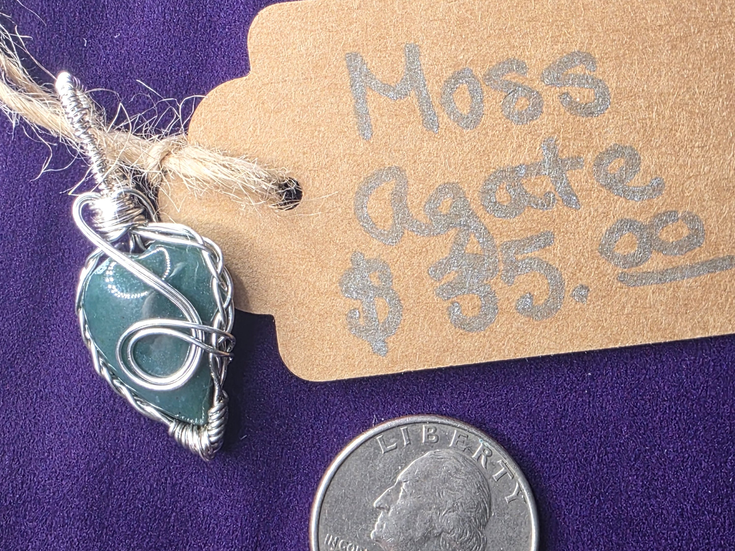 Moss Agate Teardrop Heart Pendant