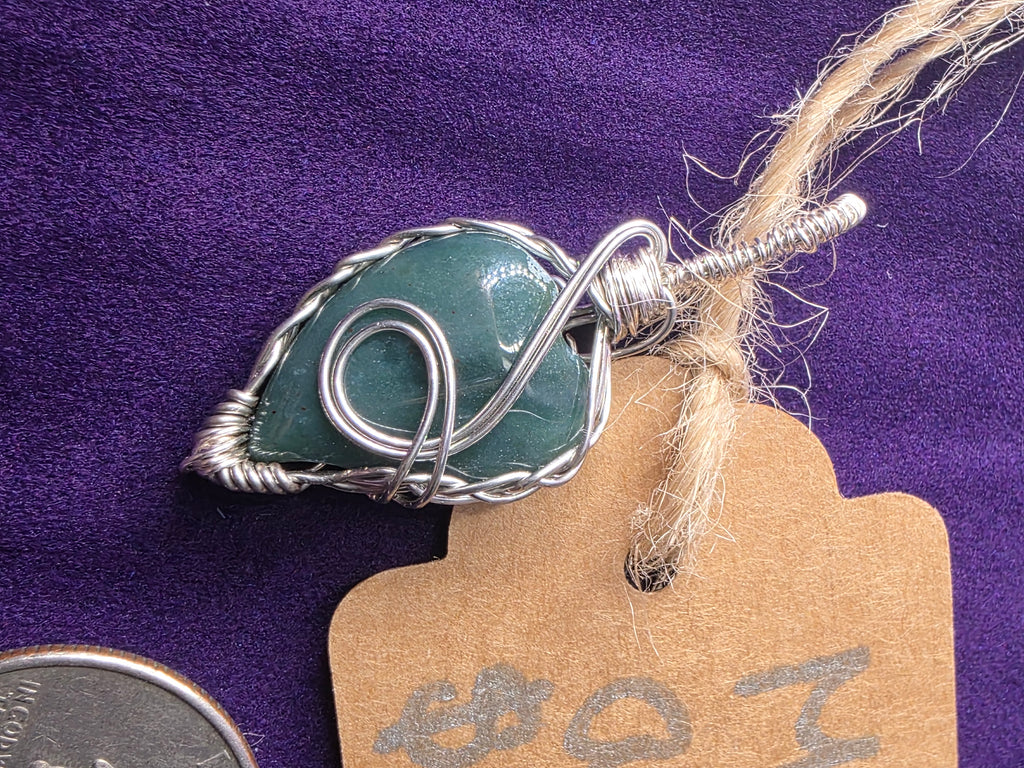 Moss Agate Teardrop Heart Pendant