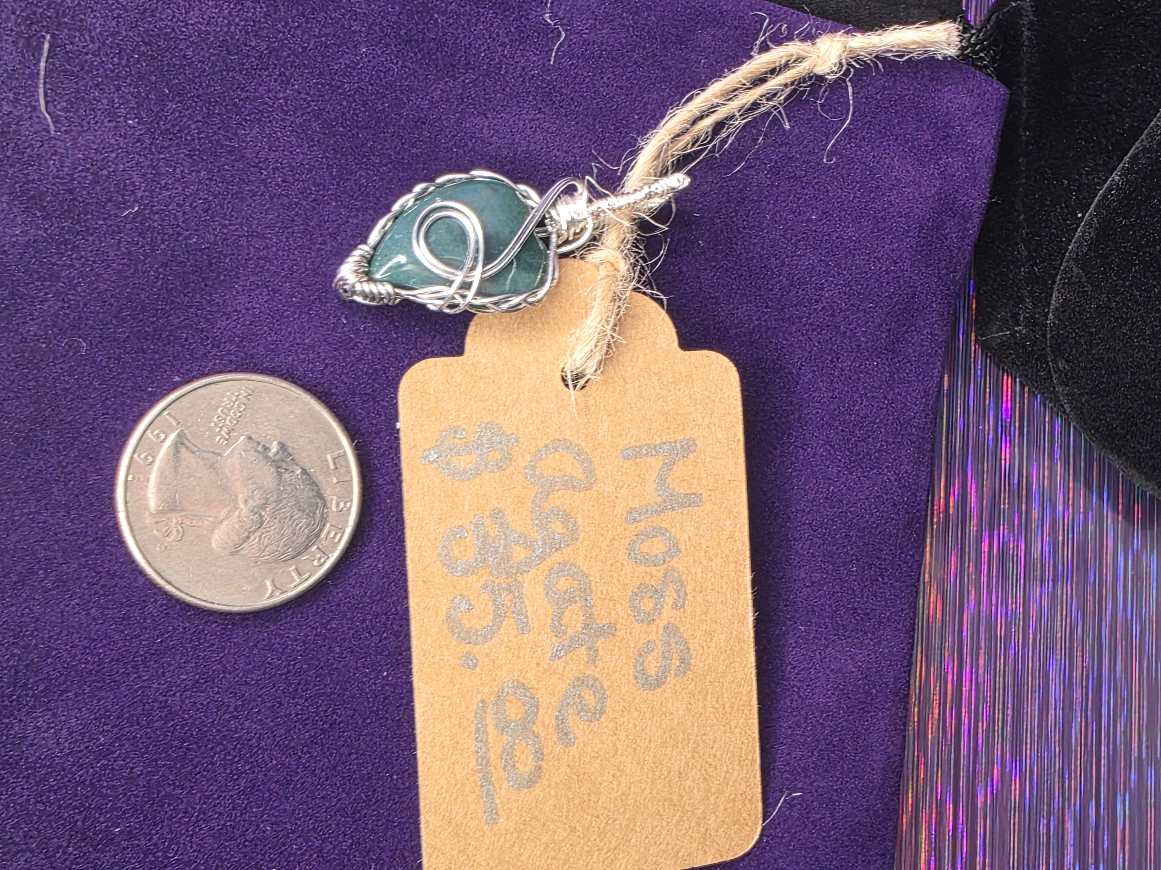 Moss Agate Teardrop Heart Pendant