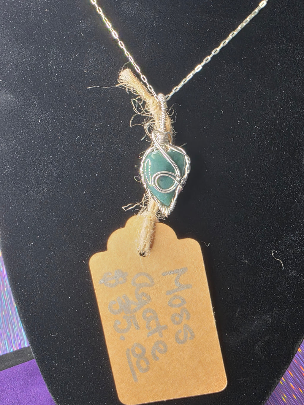 Moss Agate Teardrop Heart Pendant