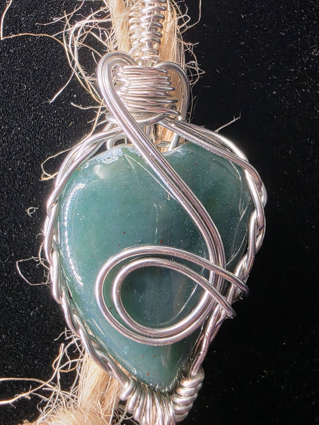 Moss Agate Teardrop Heart Pendant
