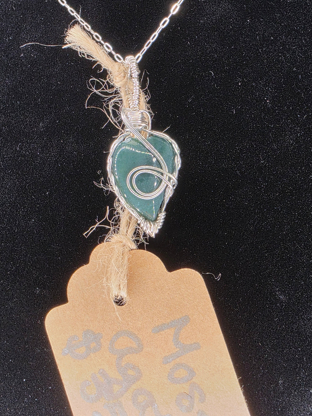 Moss Agate Teardrop Heart Pendant