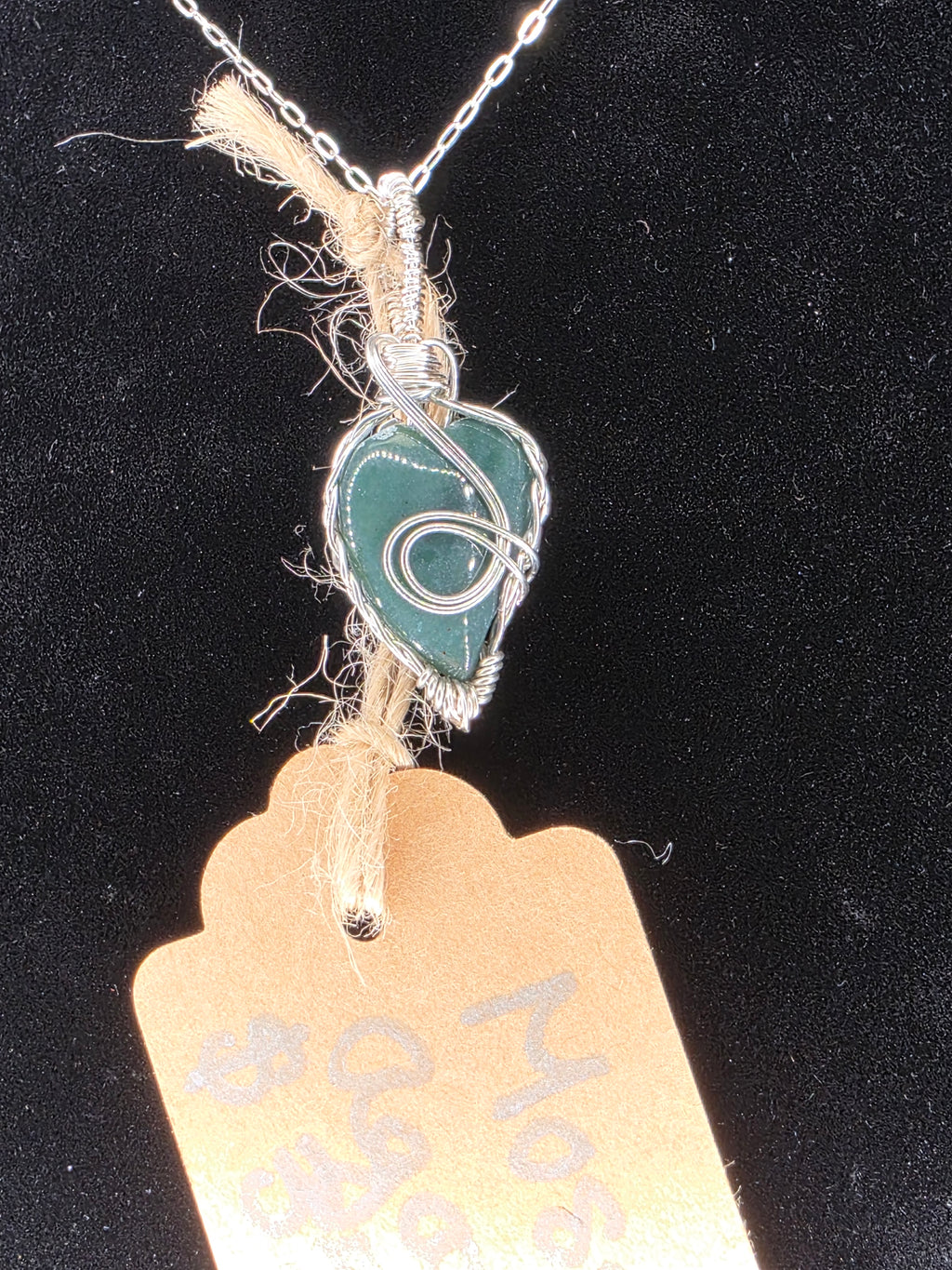 Moss Agate Teardrop Heart Pendant