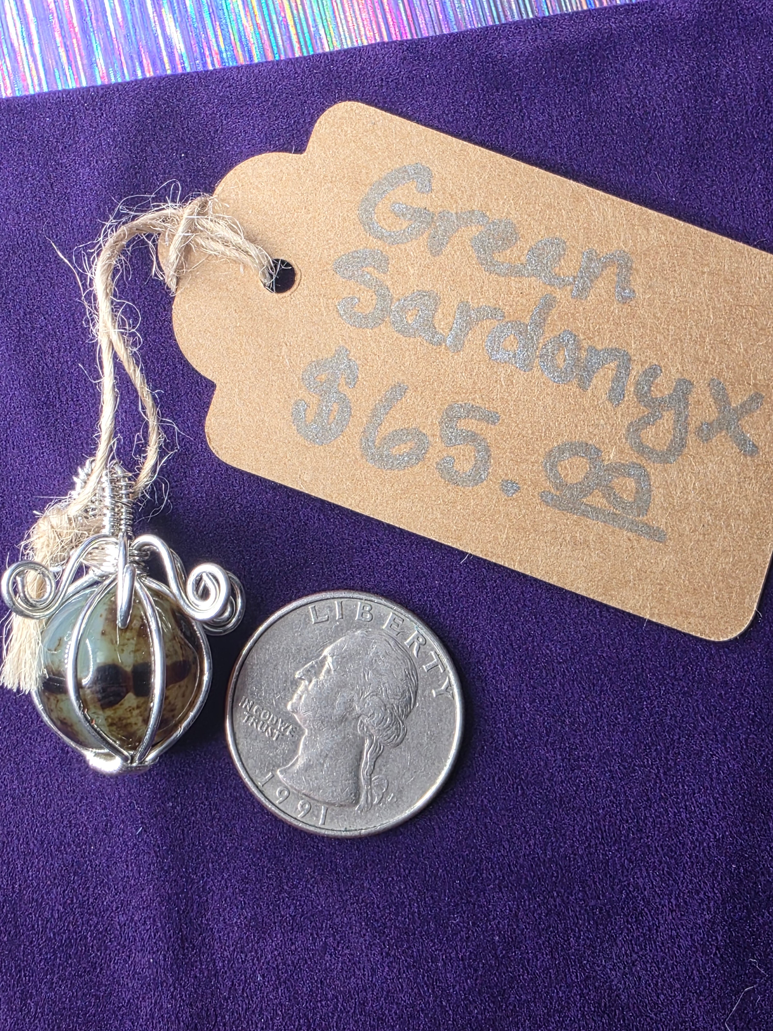 Green Sardonyx Mini Sphere Pendant