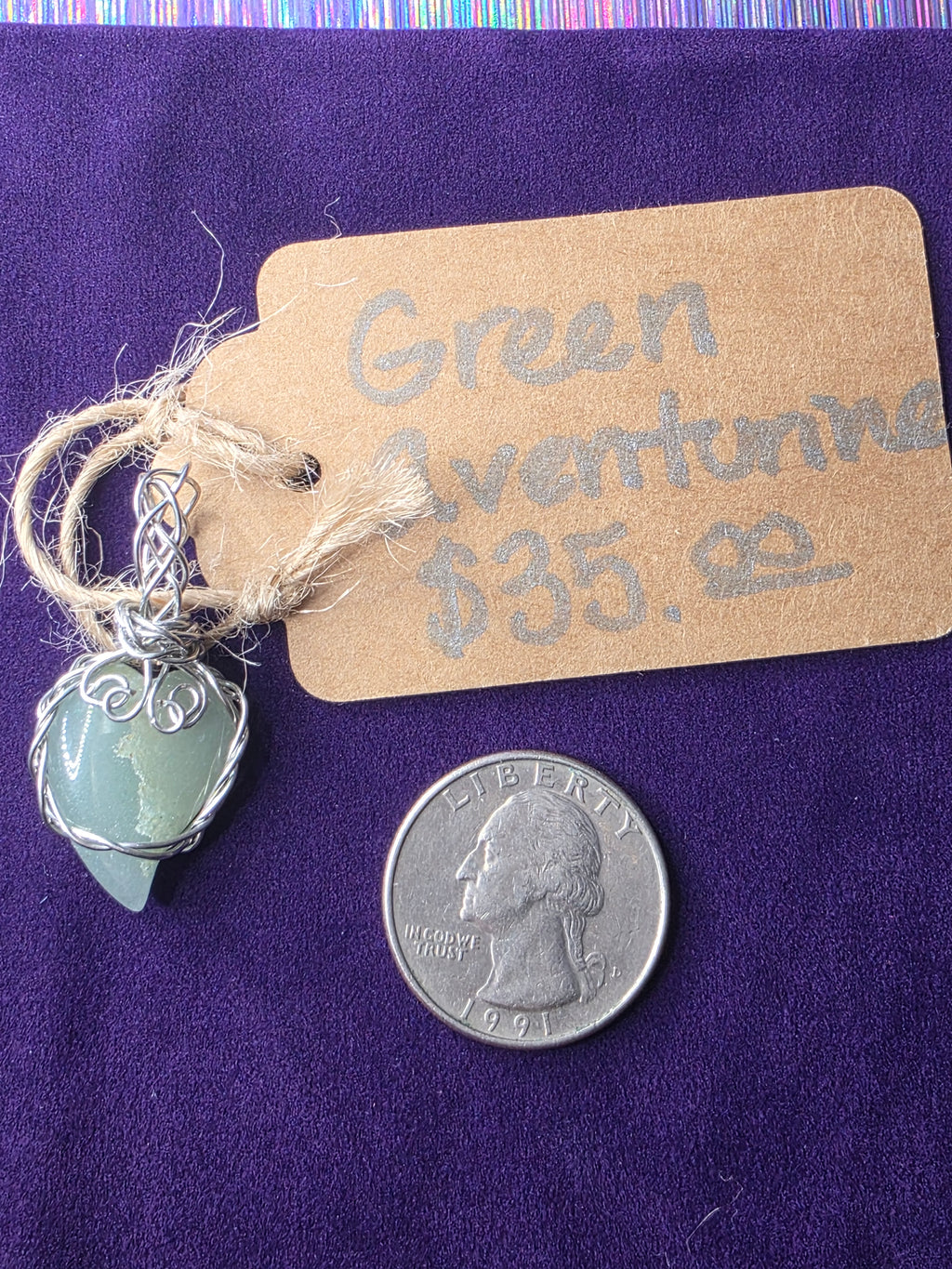 Green Aventurine Teardrop Heart Pendant