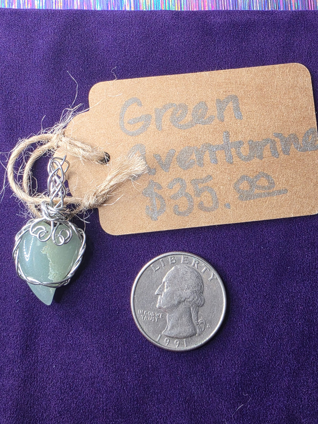 Green Aventurine Teardrop Heart Pendant
