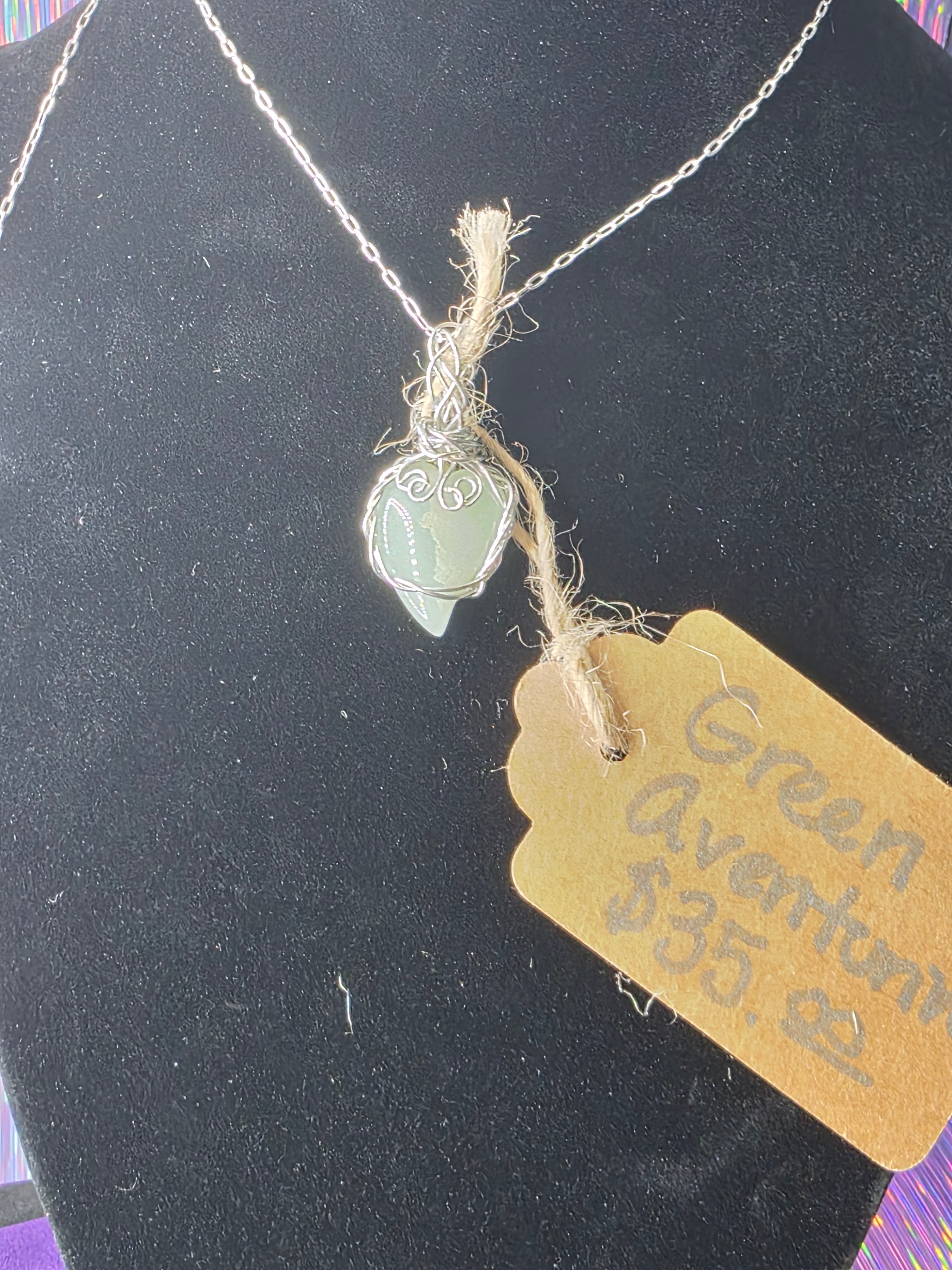 Green Aventurine Teardrop Heart Pendant
