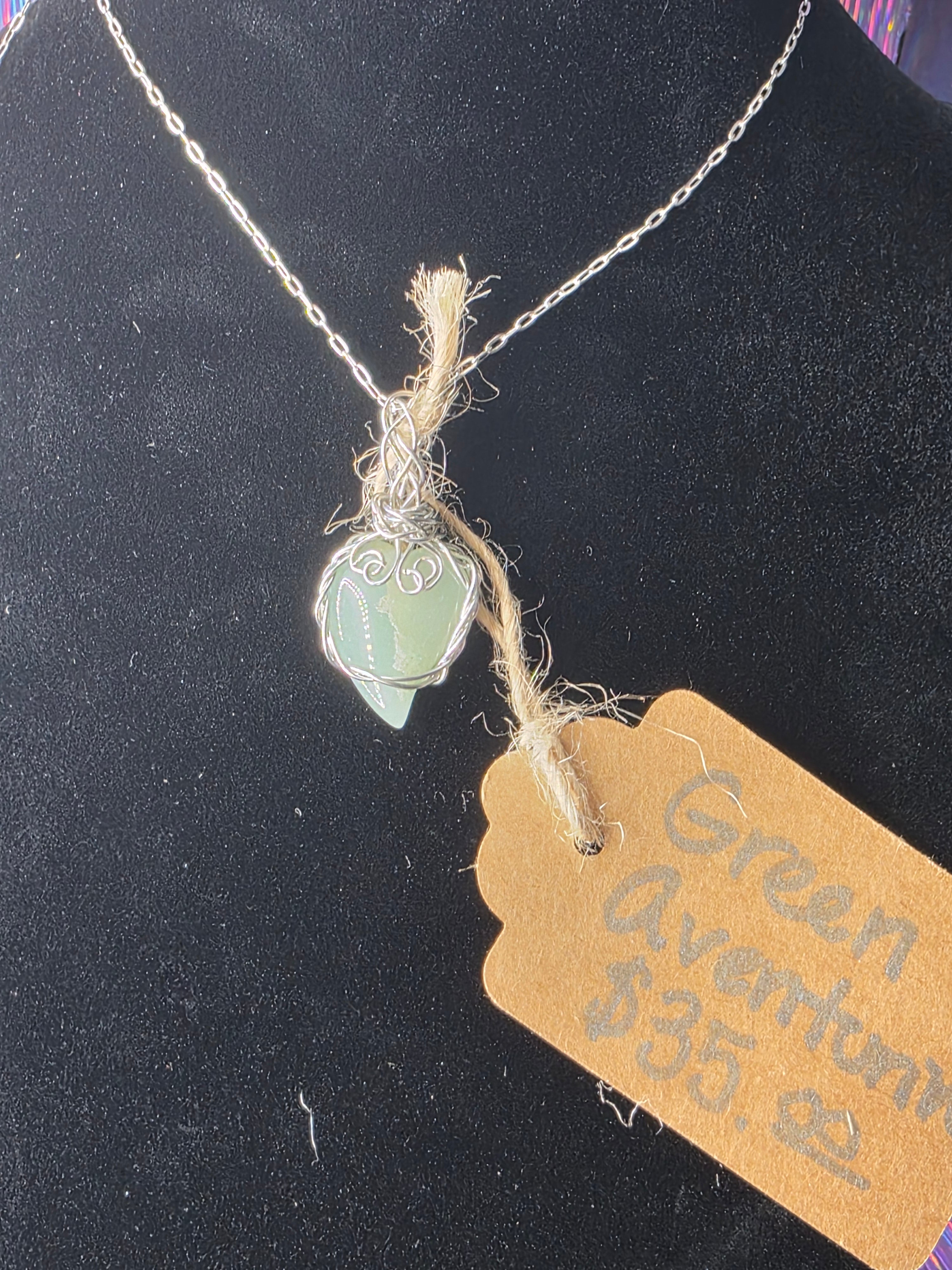 Green Aventurine Teardrop Heart Pendant