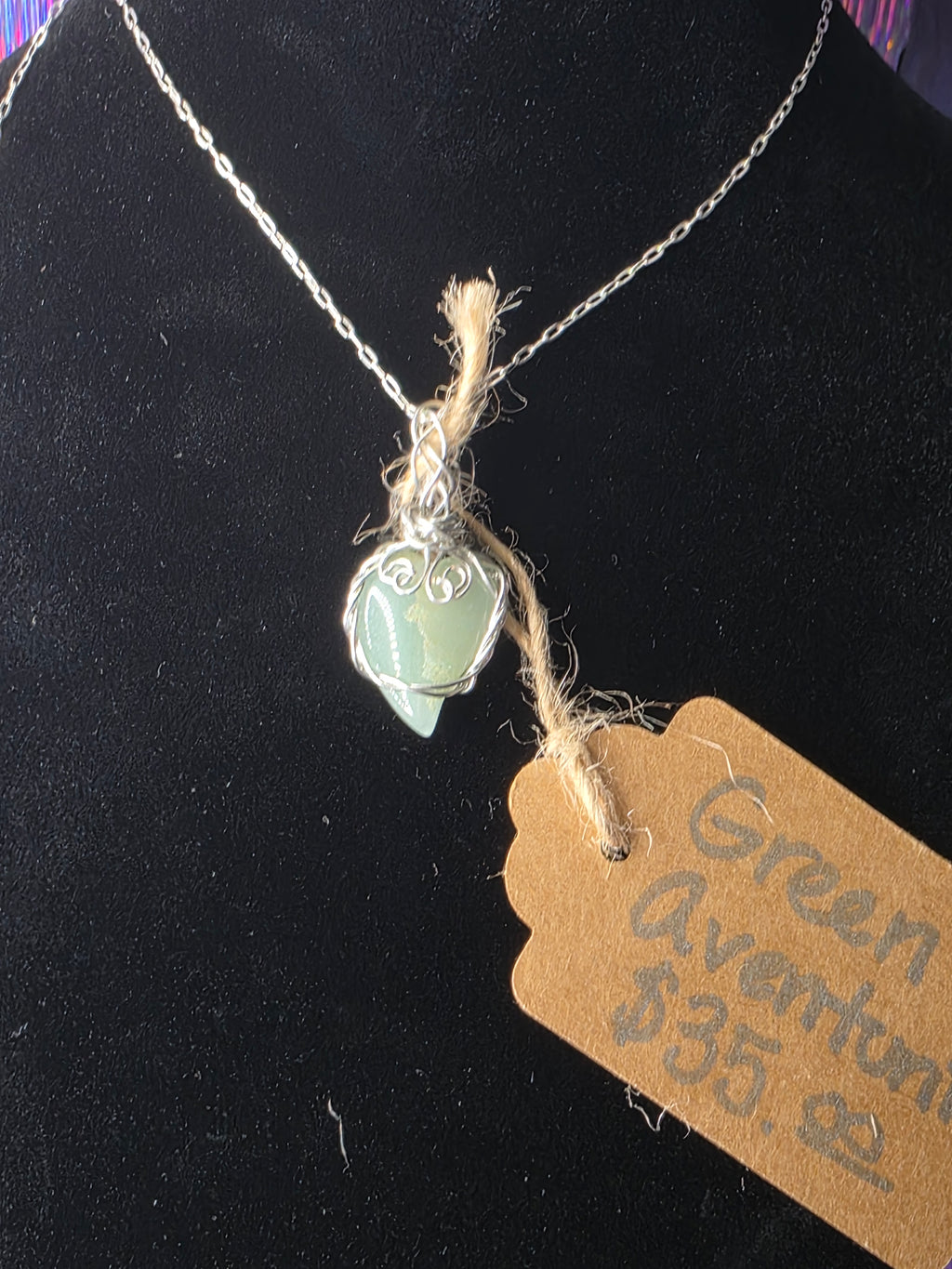 Green Aventurine Teardrop Heart Pendant