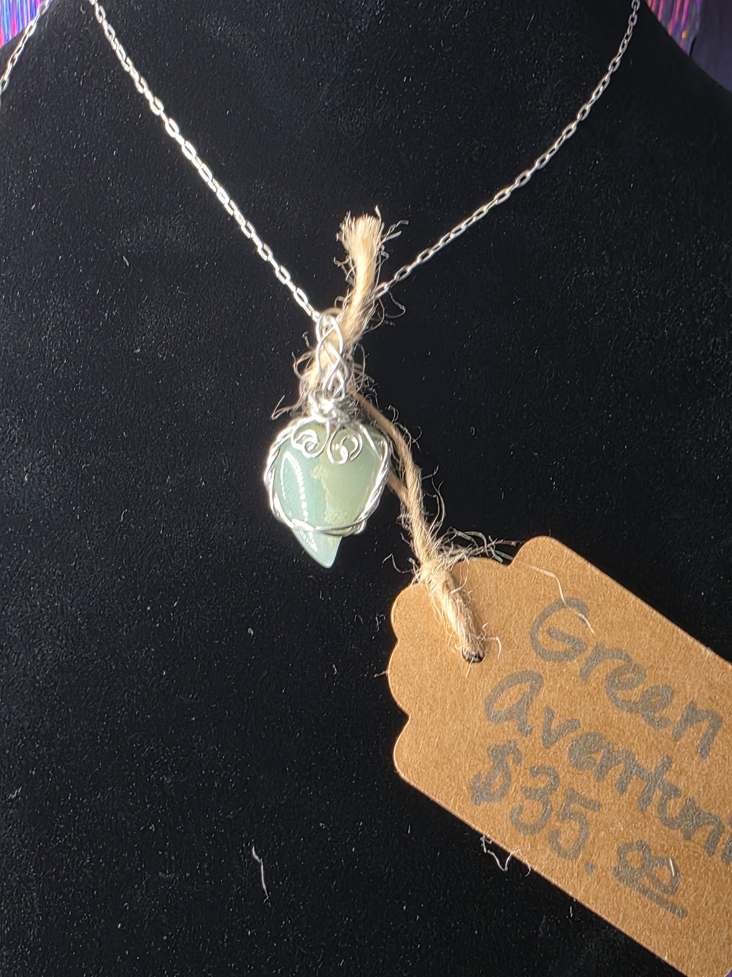 Green Aventurine Teardrop Heart Pendant