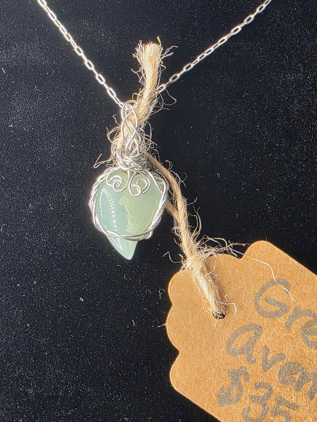 Green Aventurine Teardrop Heart Pendant