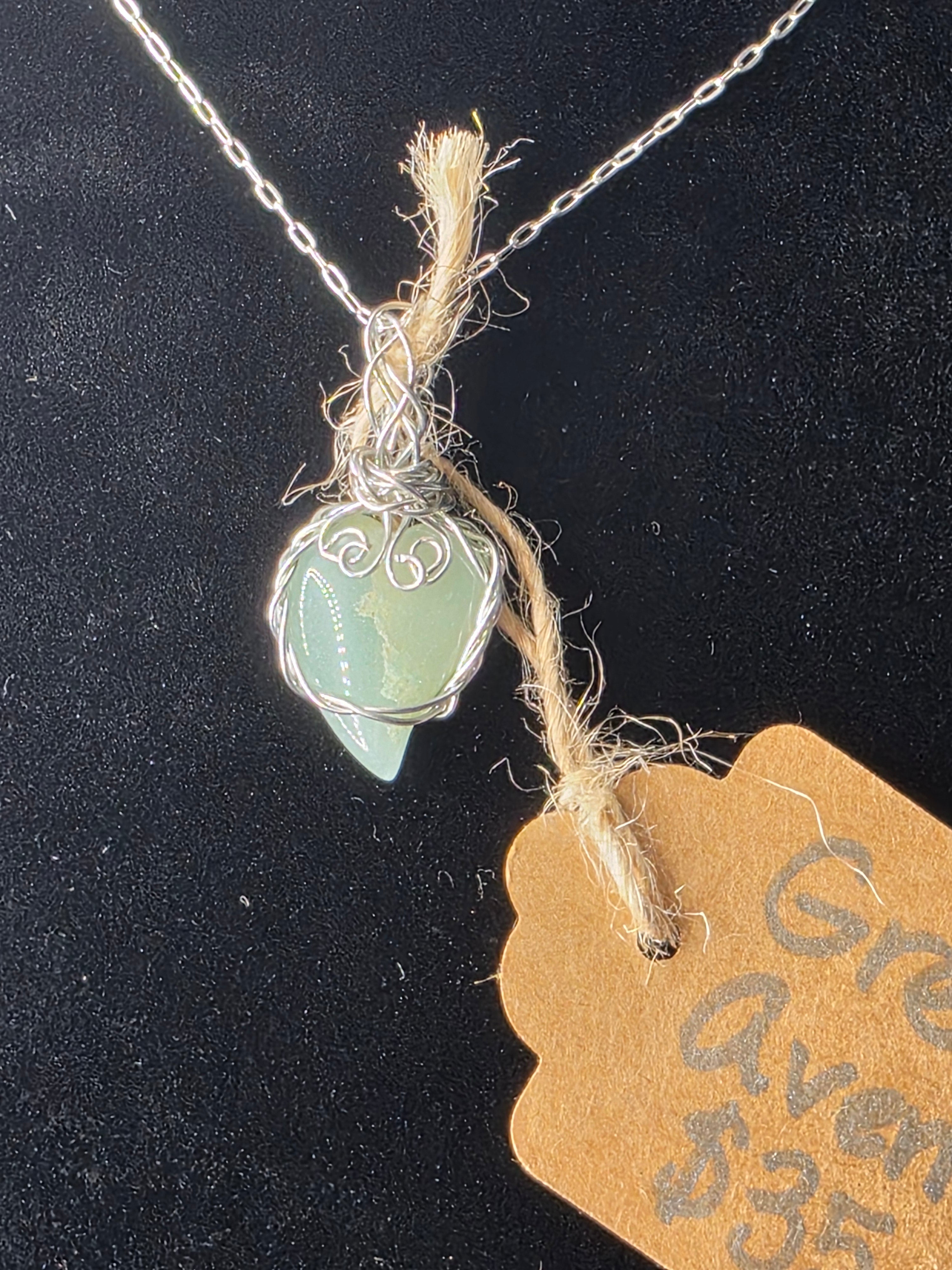 Green Aventurine Teardrop Heart Pendant