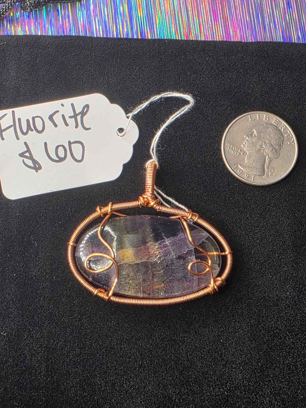 Rainbow Fluorite Oval Pendant
