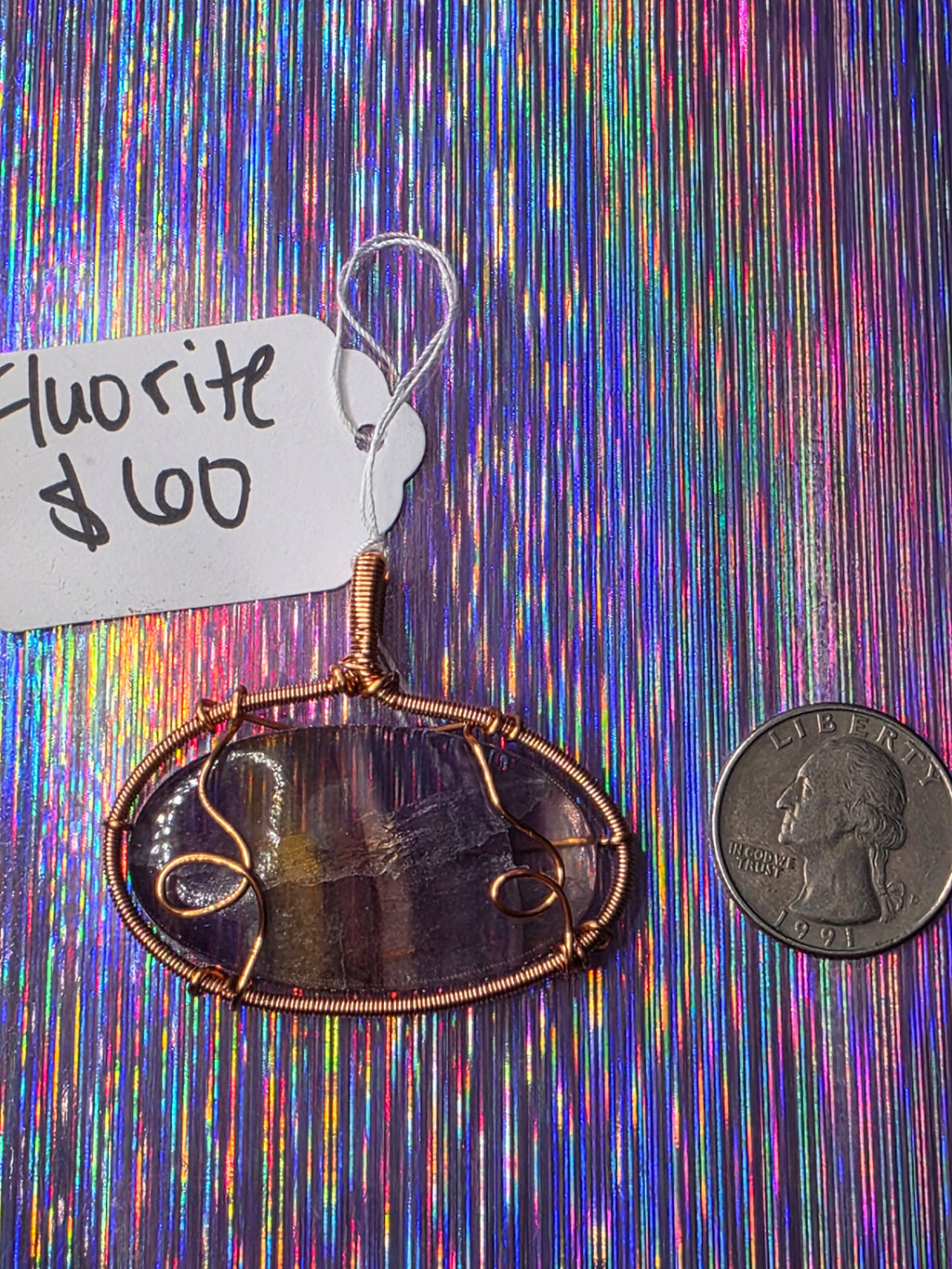 Rainbow Fluorite Oval Pendant