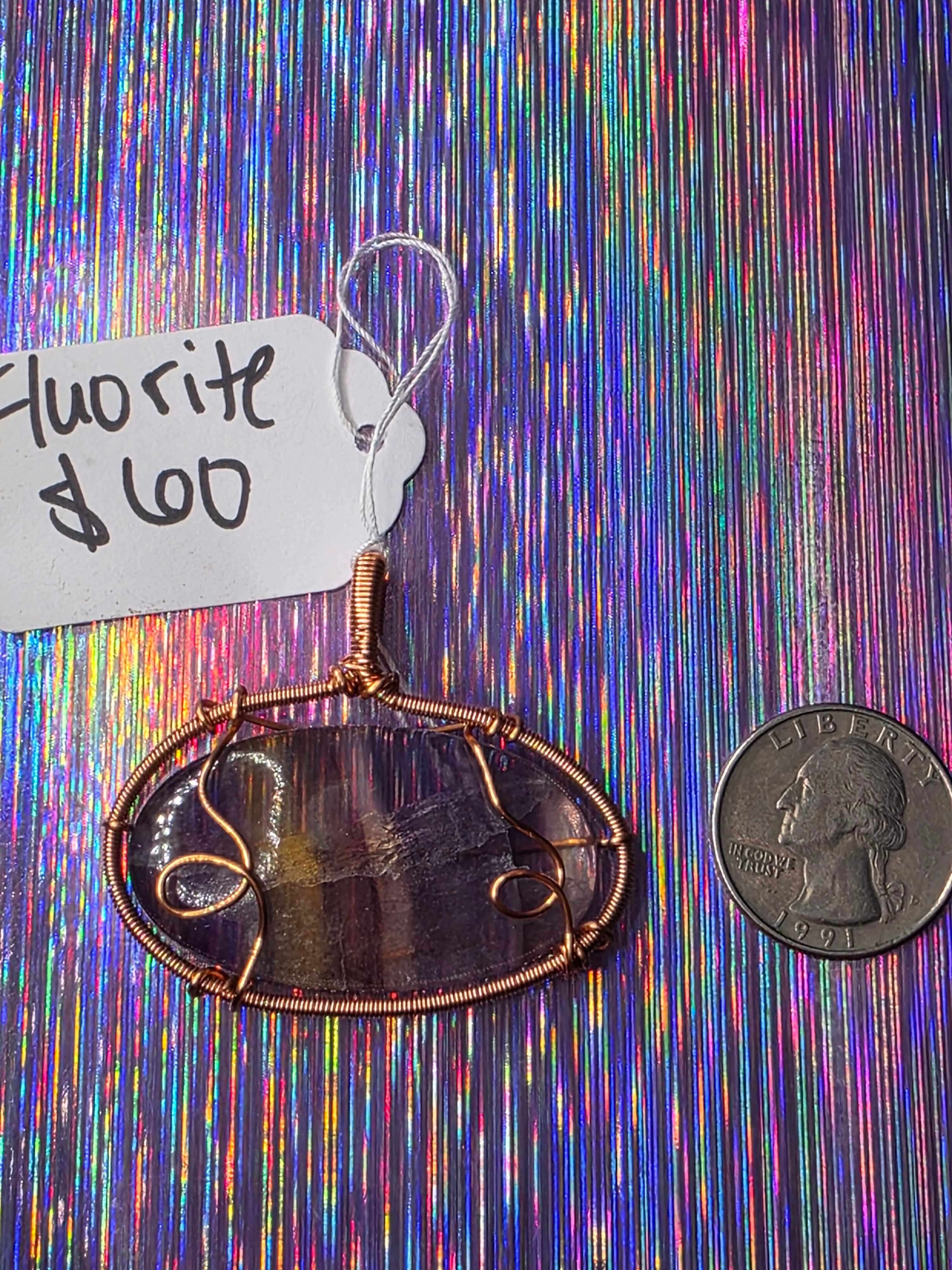Rainbow Fluorite Oval Pendant