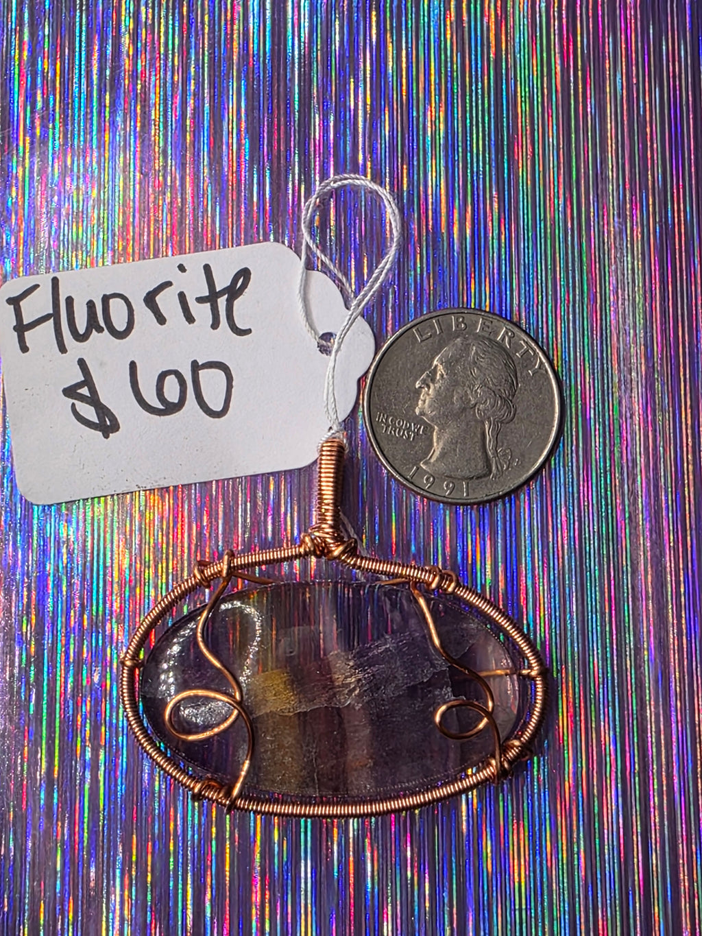 Rainbow Fluorite Oval Pendant